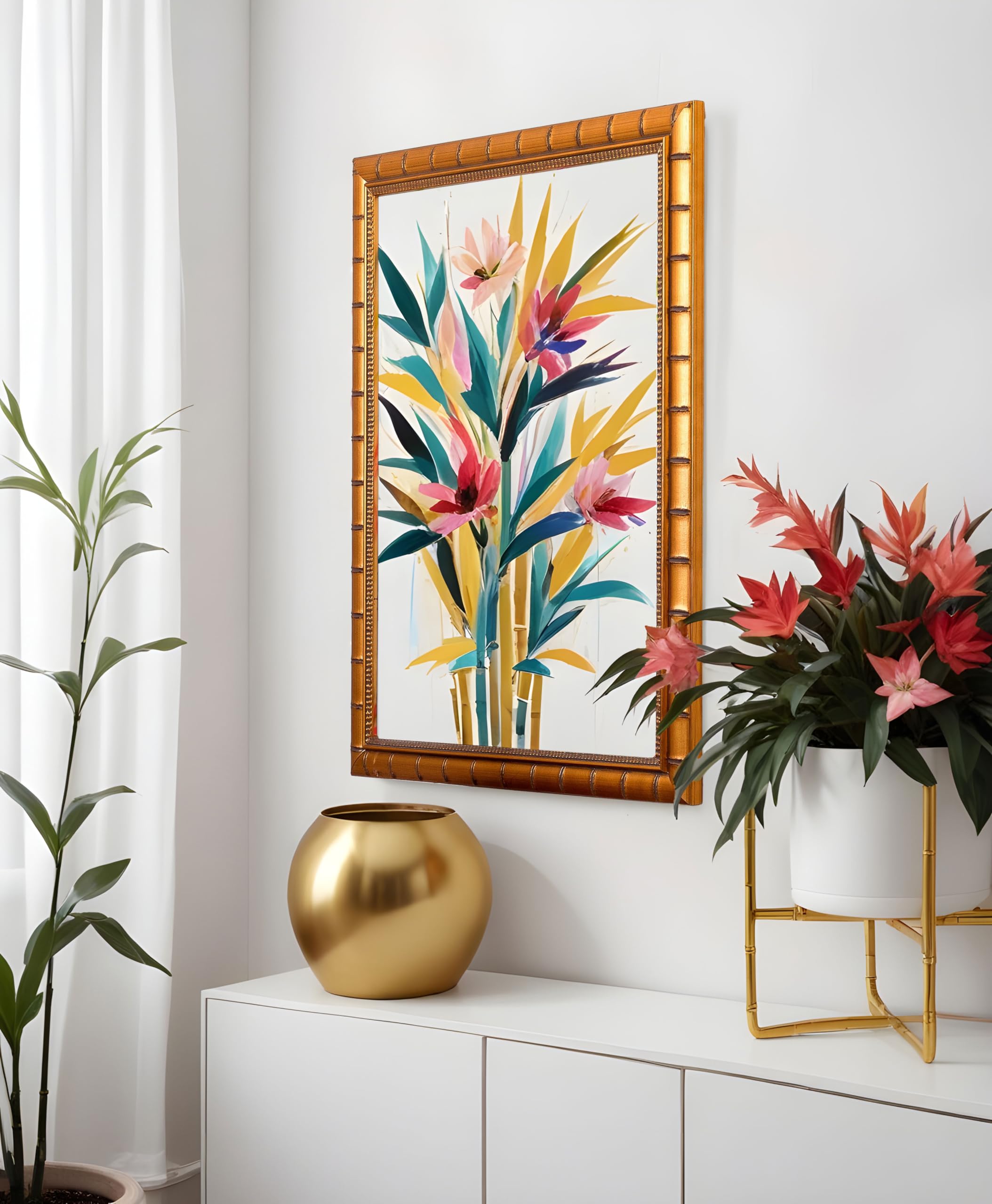 24x26 Inch Solid Gold Bamboo Picture Frame - 1.5