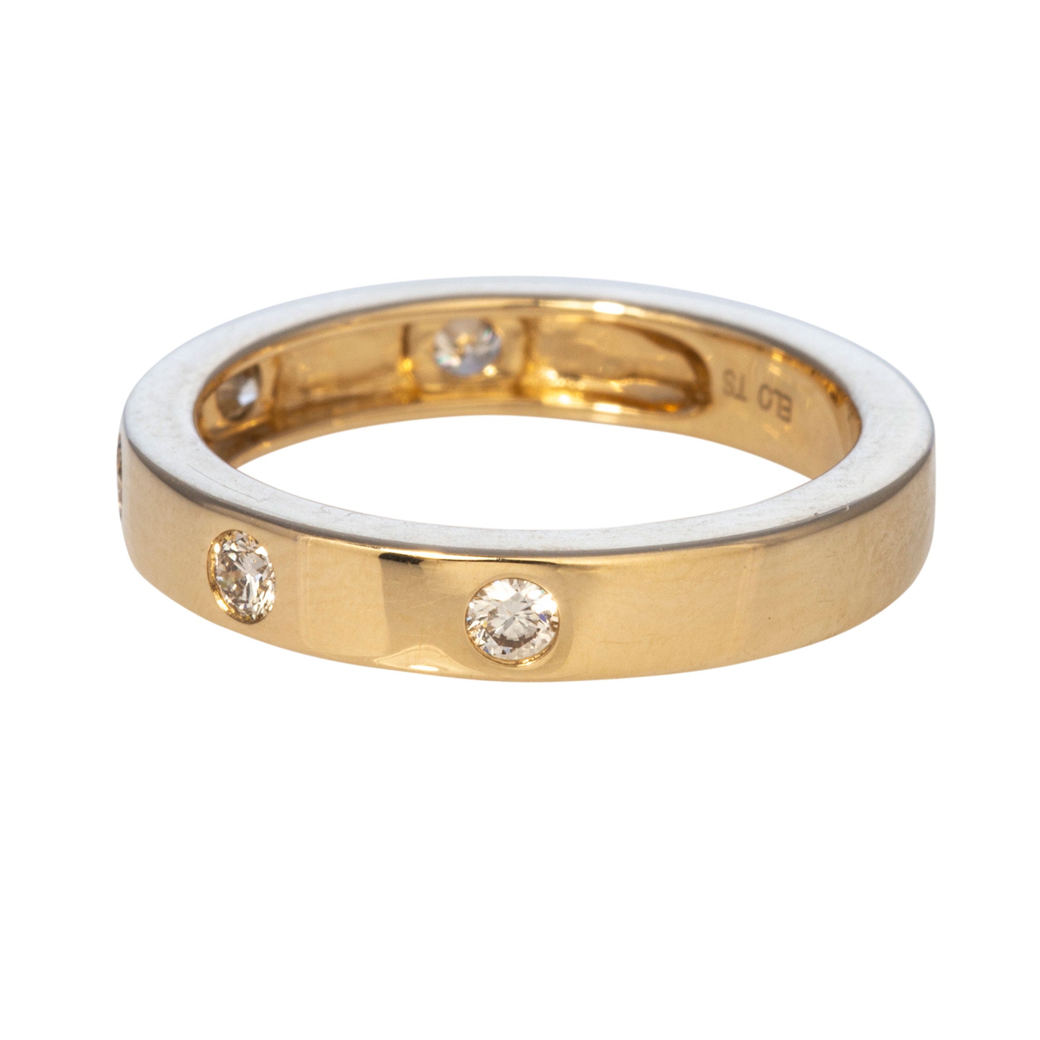 14K Yellow Gold Diamond Five Stone Flush Set Wedding Band - Elegant & Durable Ring for Engagement, Anniversary & Special Occasions