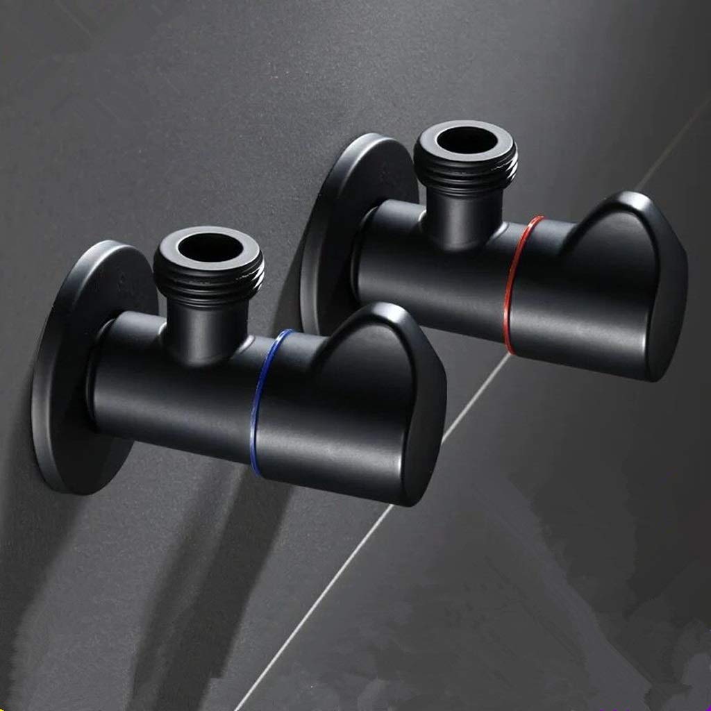 GRETD Black Stainless Steel Angle Filling Valve Faucet - Hot & Cold Water Mixer Tap for Bathroom, Kitchen Sink (Perfect for Bathroom Renovation & Kitchen Upgrade)