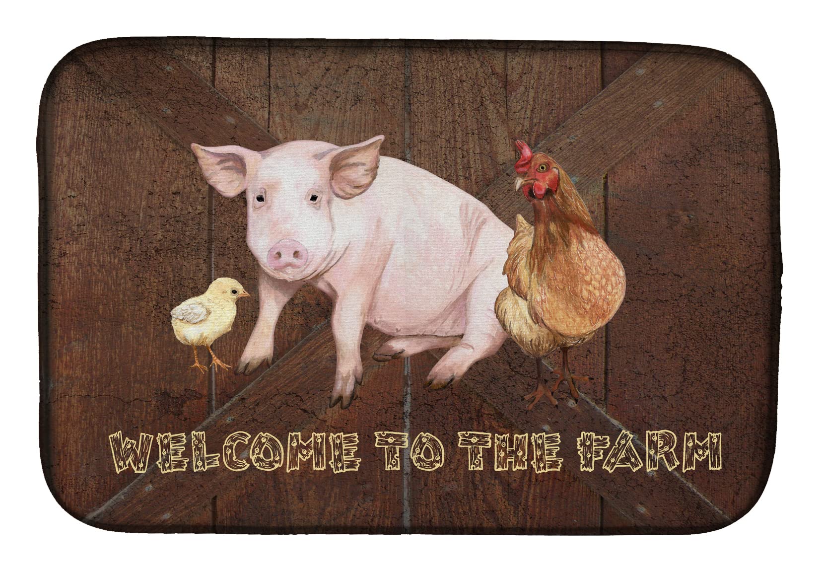 Farm-Themed Absorbent Dish Drying Mat - 14x21