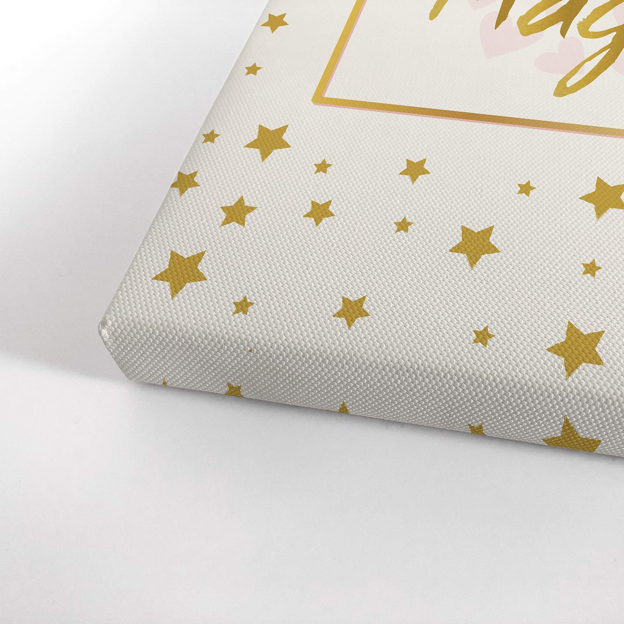Our Love is Magic Quote Canvas Wall Art - Golden Stars Background, Ready to Hang Nursery Decor for Baby & Kids Room - 40x30 Inch Made in USA | Perfect for Bedroom, Living Room & Gift Ideas