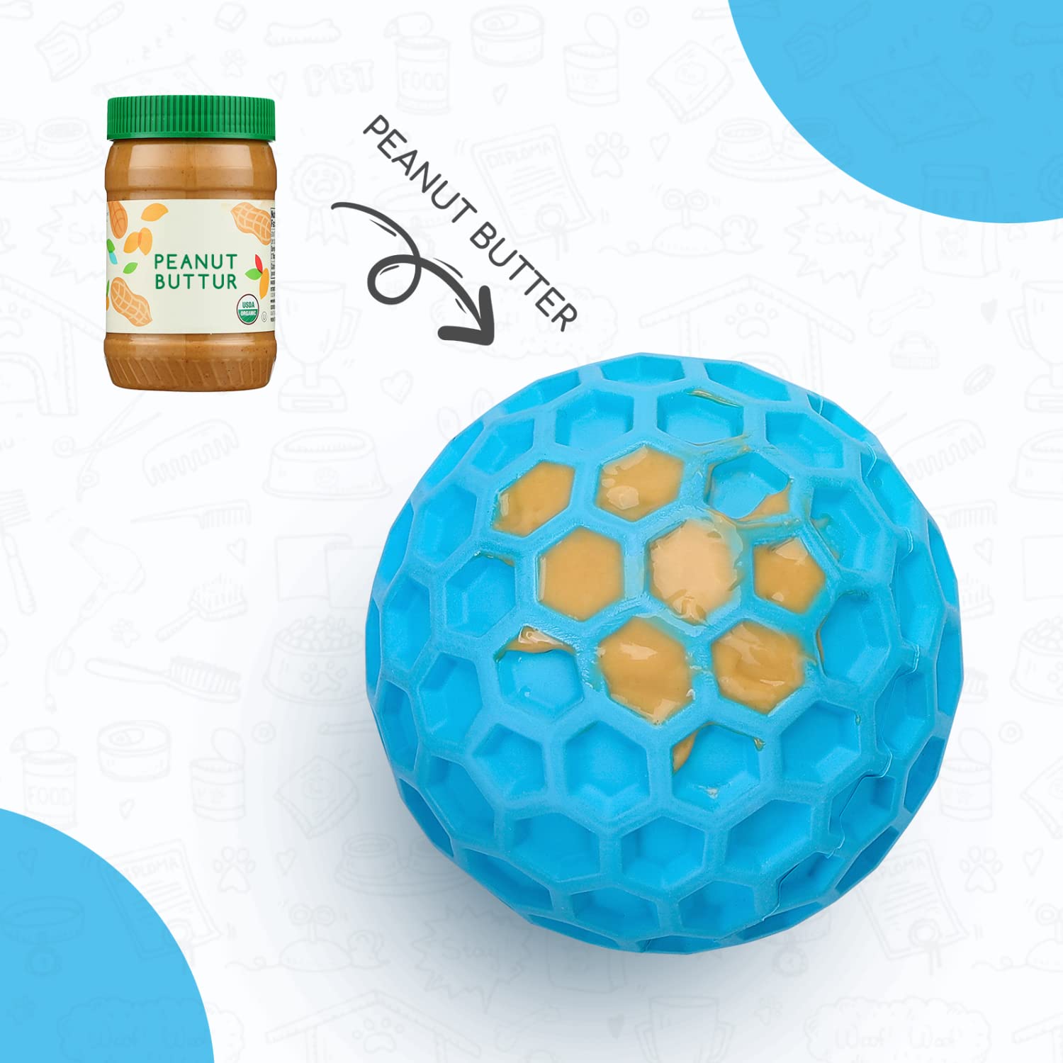 **Nobleza Squeaky Dog Ball – Durable, Bouncy, Floatable Chew Toy for Teeth Cleaning – Natural Rubber Interactive Dog Toy for Puppies & Small Dogs (2.15 Inch, Blue) – Perfect for Fetch, Water Play & Indoor Fun**