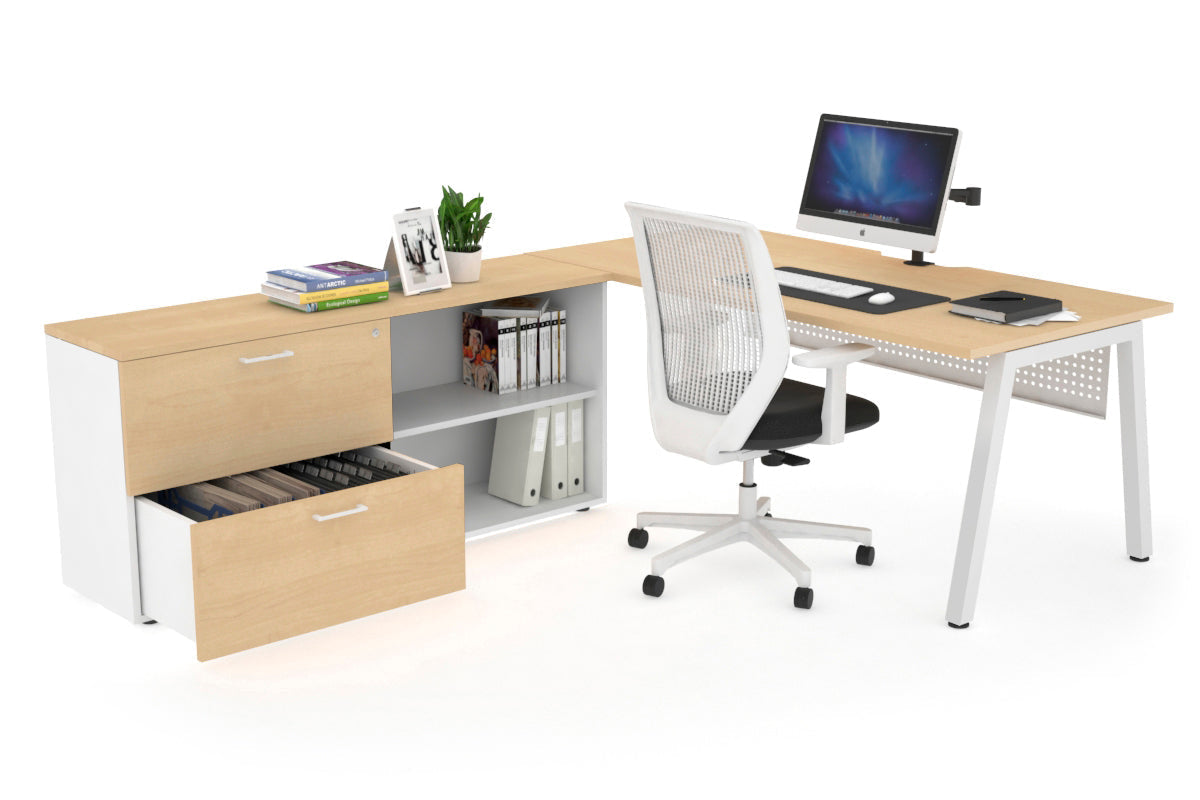Quadro A Executive White Frame Office Chair [1800L x 800W with Cable Scallop] - Perfect for Modern Workspaces & Executive Offices