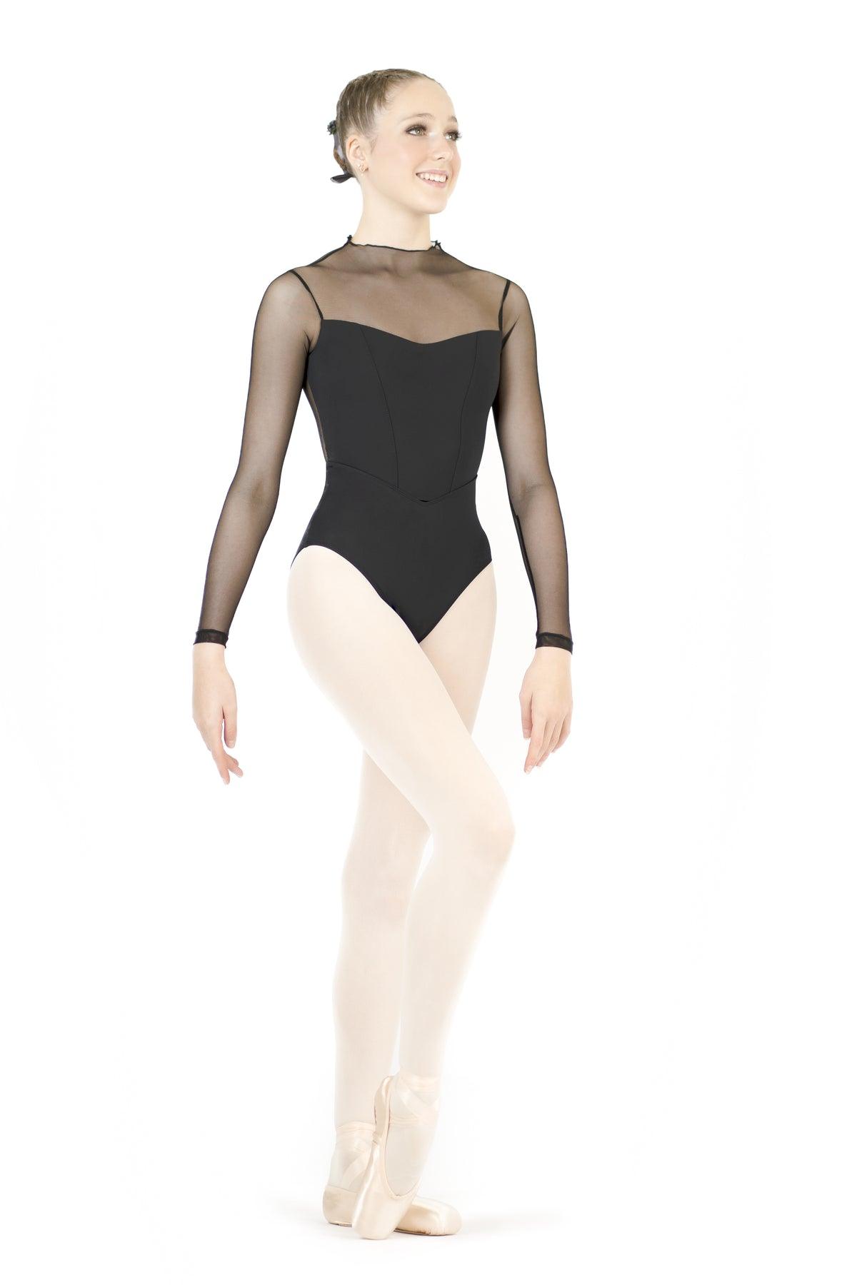 DDP Isabelle Mesh Sleeved Leotard - Women's Dance Gymnastics Bodysuit with Breathable Mesh Panels for Ballet, Yoga & Performance