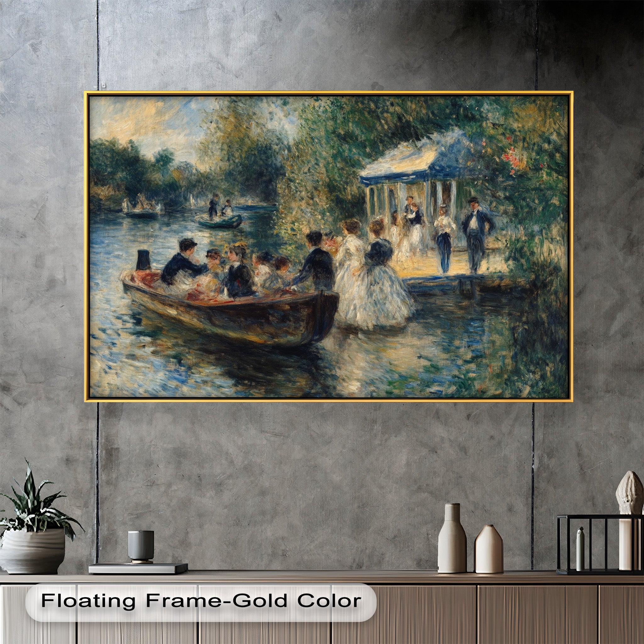 Afternoon Gathering by the River - Handmade Impressionist Oil Painting on Canvas - Perfect for Living Room, Bedroom, or Office Wall Decor