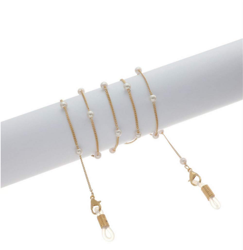 Stylish Sither Pearl Sunglasses Chain & Reading Glasses Necklace Strap for Women - Perfect for Reading, Driving, and Outdoor Activities