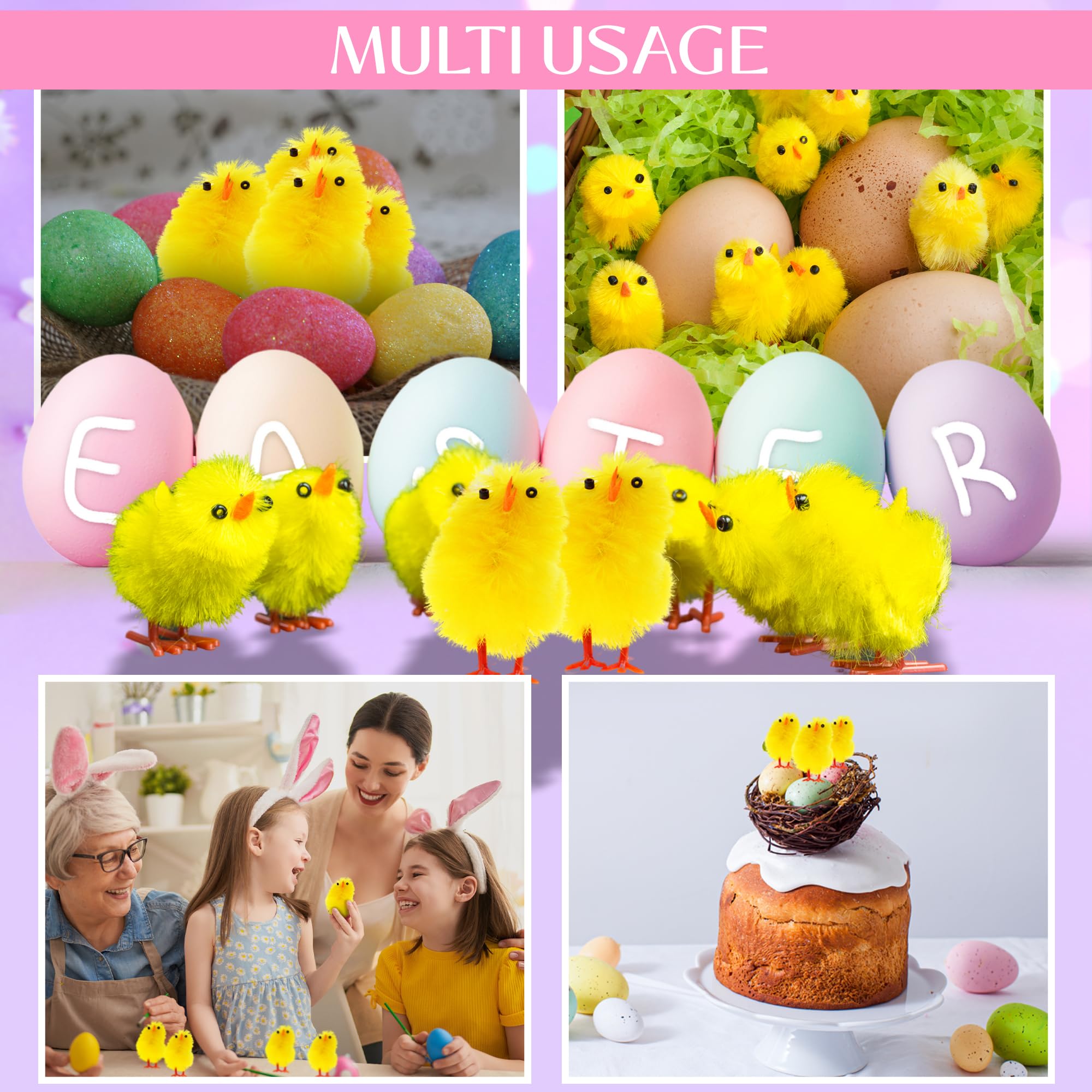 30 Pack Yellow Easter Mini Chenille Chicks - Fluffy Plush Cute Decorations for Easter Bonnets, Egg Hunts & Crafts - Perfect for Home Decor, Cake Toppers & Party Favors - Adorable Spring & Easter Party Supplies