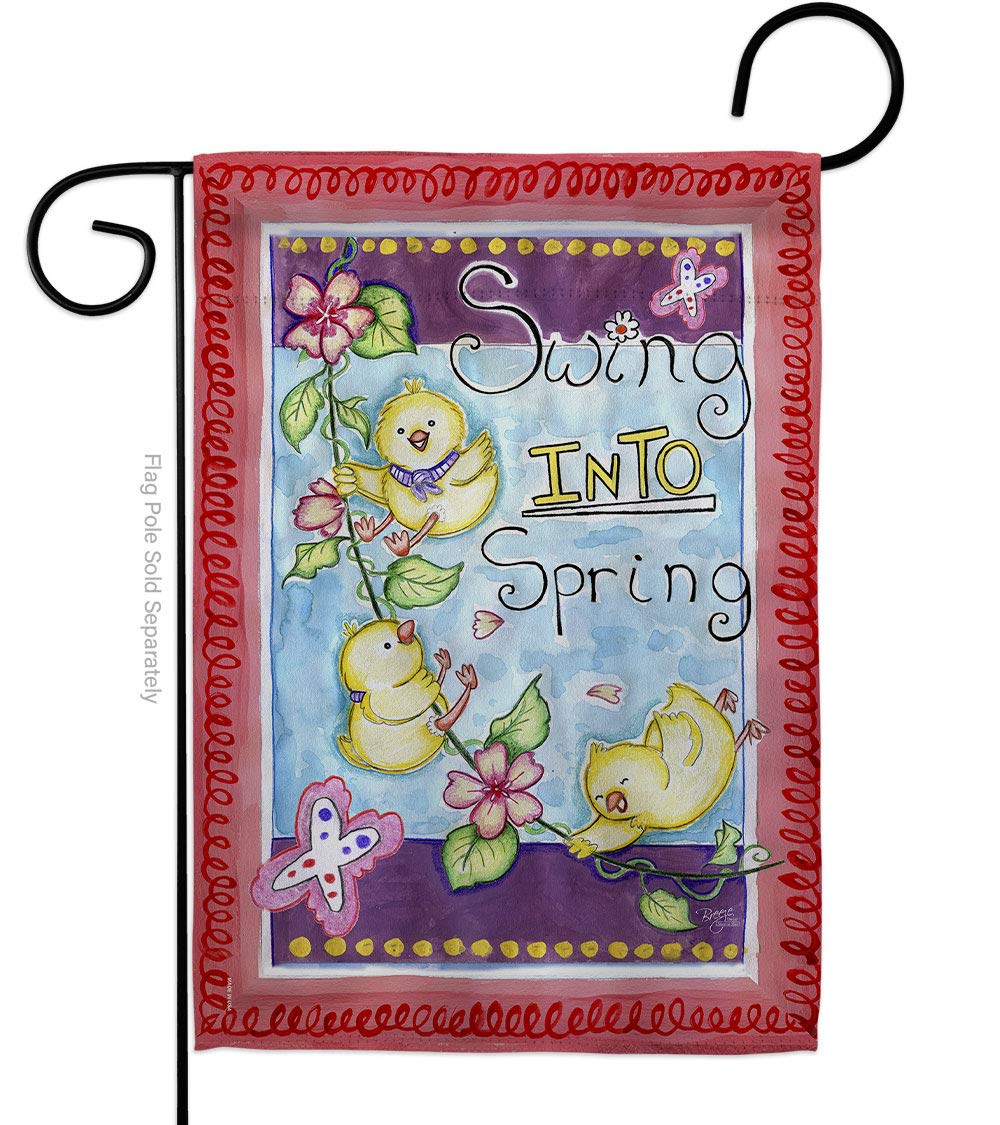 Spring Garden Birds Vertical Flag 13x18.5