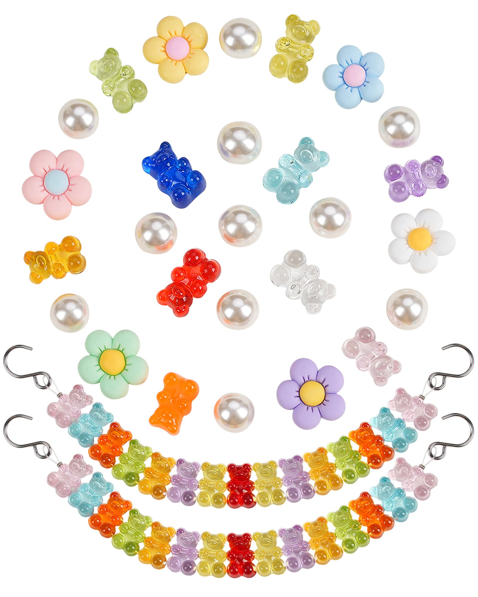 GIDDITZ Gummy Bear Shoe Charms with Daisy Flower Decorations - Cute Accessories for Women, Girls & Kids - Perfect for Party Favors, Gifts & Sneaker Customization - Great for Birthdays, Weddings & School Events