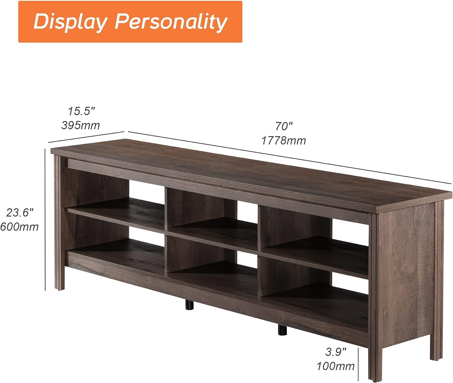 WAMPAT 70-75 Inch TV Stand Entertainment Center - Espresso Wood TV Console Table with 6 Storage Shelves for Living Room & Bedroom - Perfect for Home Theater Setup & Media Organization