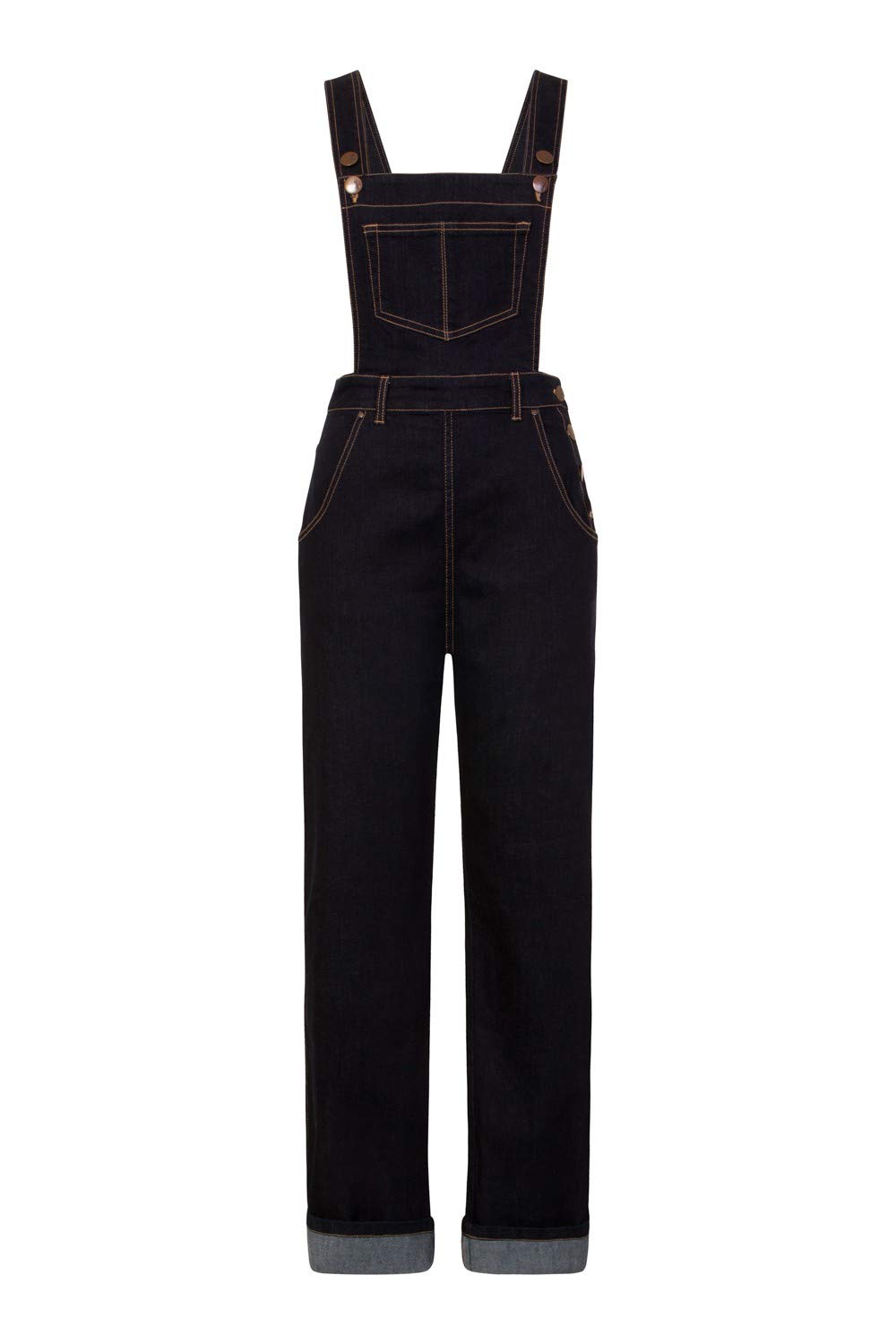 Hell Bunny Elly May High Waist Denim Jeans - Vintage 1940s 50s Retro Rockabilly Dungarees for Women | Perfect for Pin-Up Fashion, Swing Dancing & Rockabilly Style Outfits