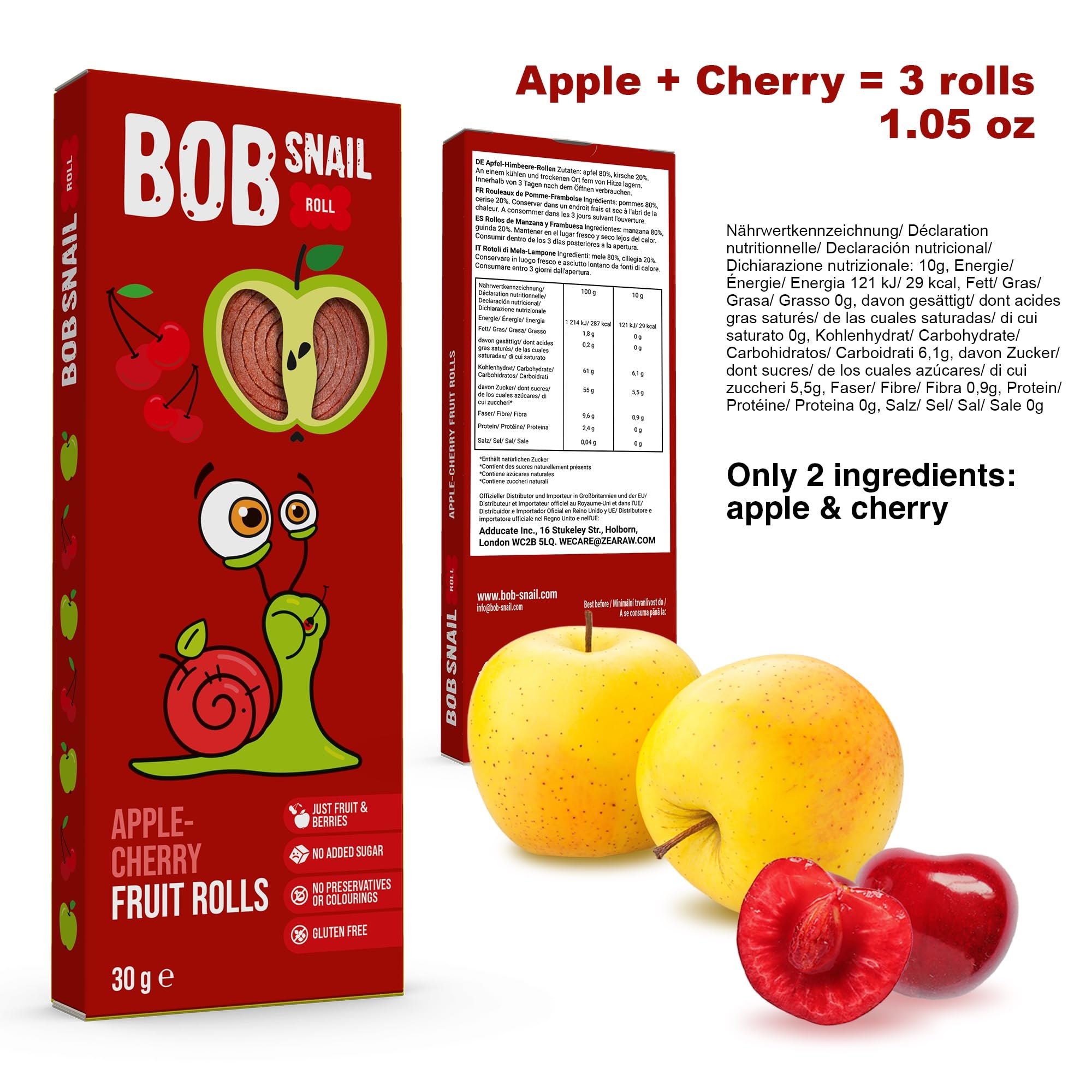 BOB SNAIL Healthy Fruit Roll Ups Variety Pack - 60 Individual Snack Packs with Natural Fruit Leather (Apple, Cherry, Plum, Pumpkin, Mint) - Vegan, Low Carb, Gluten-Free Snacks for Kids & Adults - Perfect for School Lunches, Office Snacks & On-the-Go Energy