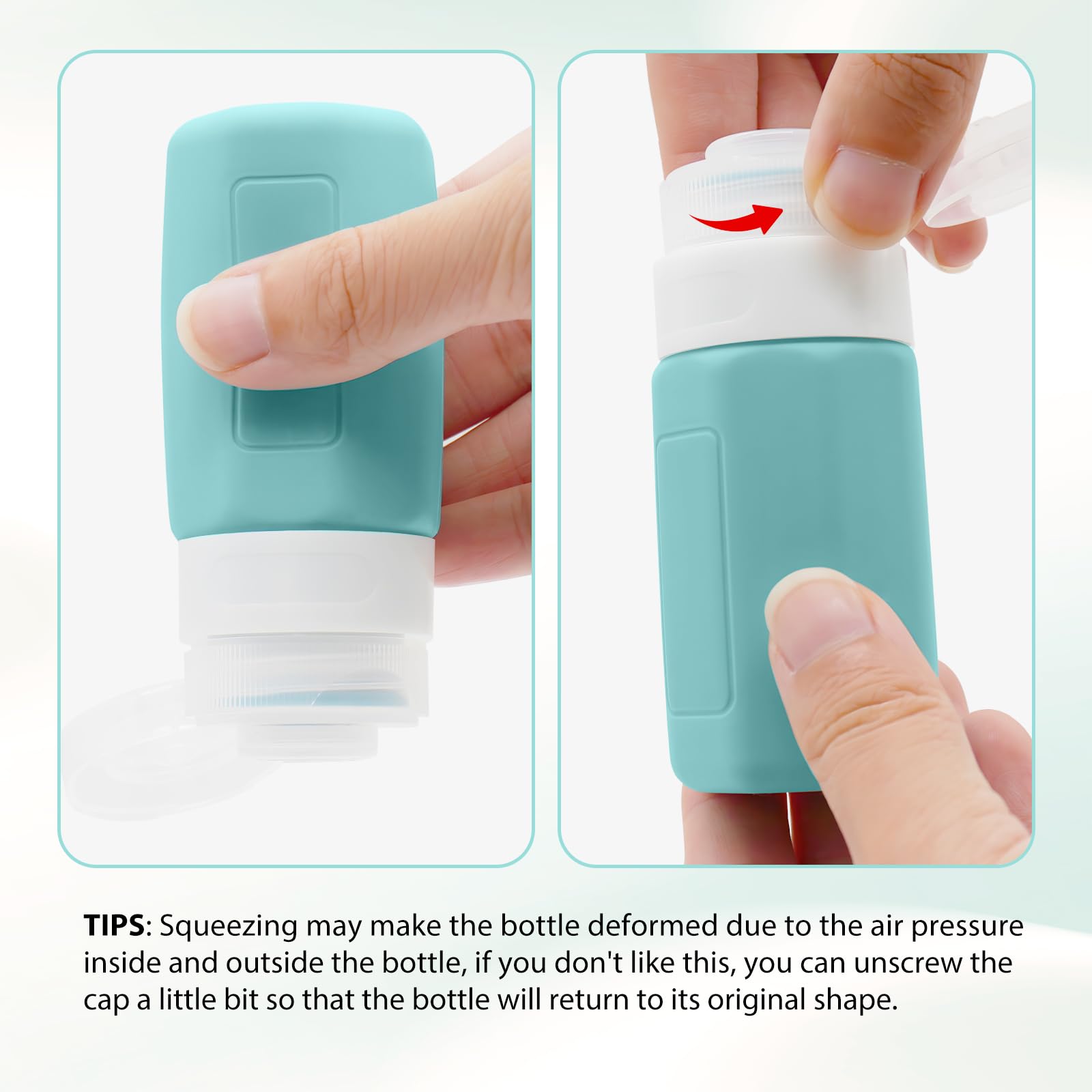 TSA Approved 2oz Leak Proof Silicone Travel Bottles for Shampoo, Conditioner & Lotion - Refillable Squeezable Toiletry Containers for Air Travel, Gym & Vacation Essentials
