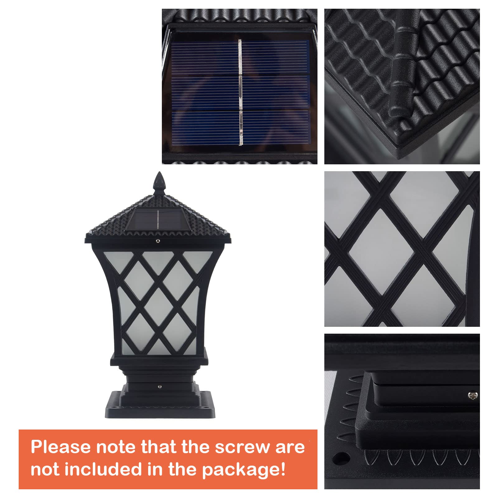 Kendal Large Outdoor Solar LED Lamp Post Light - Water-Resistant Solar Powered Pillar Light for Garden, Pathway, Driveway (2-Pack) - Perfect for Landscape Lighting & Nighttime Safety