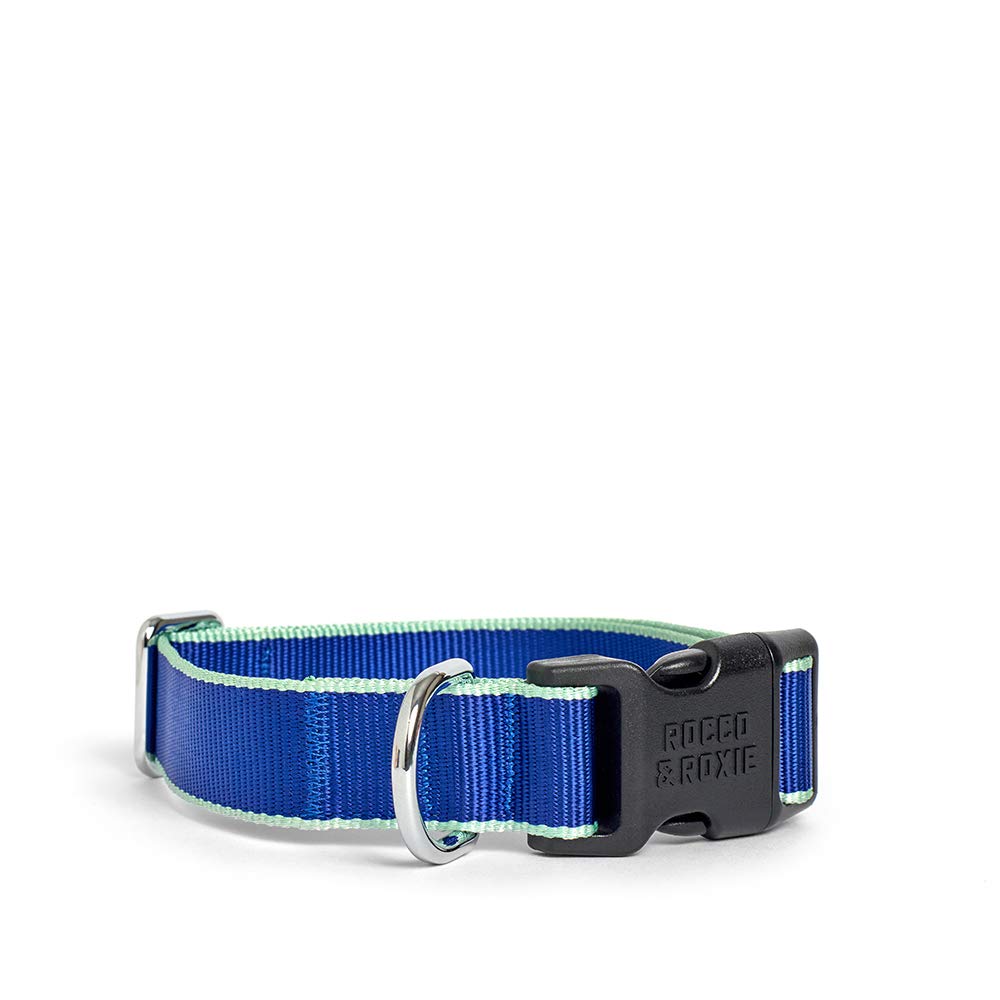Rocco & Roxie Large Dog Collar for Big Dogs – Adjustable, Durable & Stylish Navy & Sage Pet Collar – Perfect for Walking, Training & Outdoor Adventures