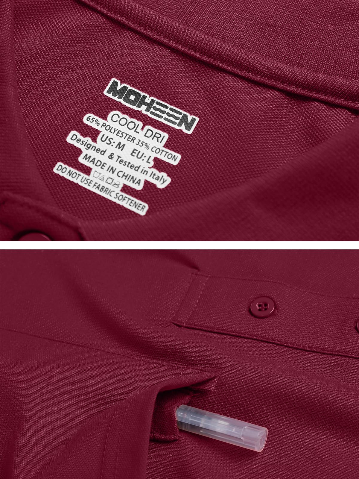 MOHEEN Men's Performance Pique Polo Shirt - UPF 50+ Sun Protection, Moisture Wicking, Long Sleeve Golf Shirt for Big & Tall (Sizes M-6XL) - Perfect for Golf, Tennis, Outdoor Sports & Casual Wear