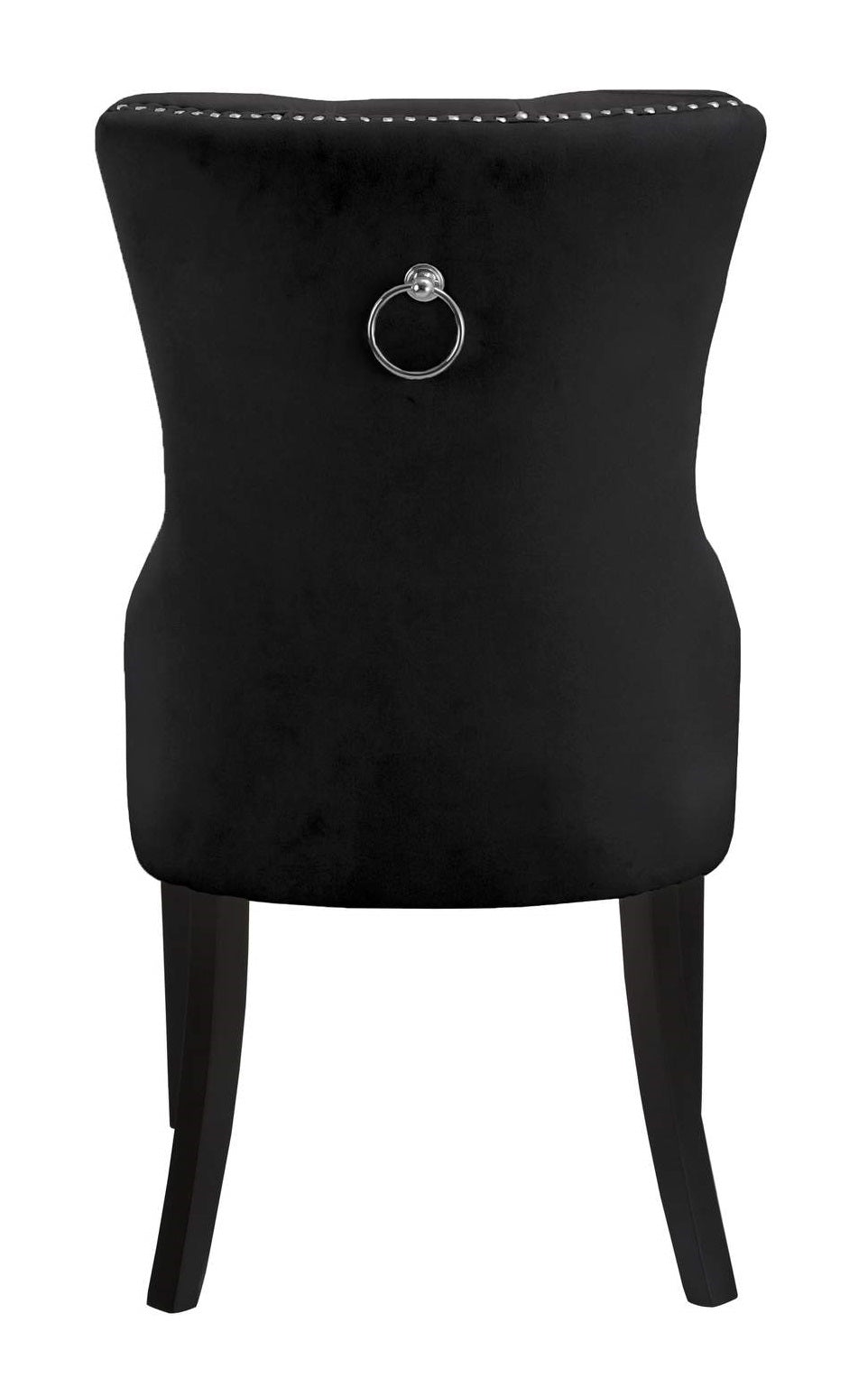 Luxury Black Velvet Dining Chairs with Nail Head Trim - Set of 2 Modern Upholstered Side Chairs for Dining Room, Kitchen, or Home Office