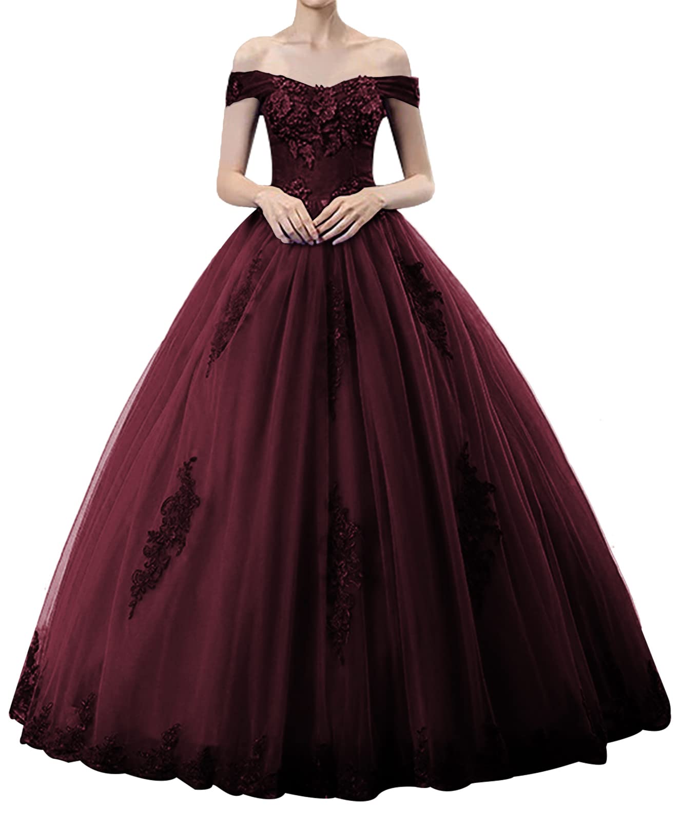 Elegant Long Prom Dress with Off-the-Shoulder Lace - Formal Evening Gown for Quinceañera, Homecoming & Ball - Perfect for Prom Night, Wedding Guest & Special Occasions