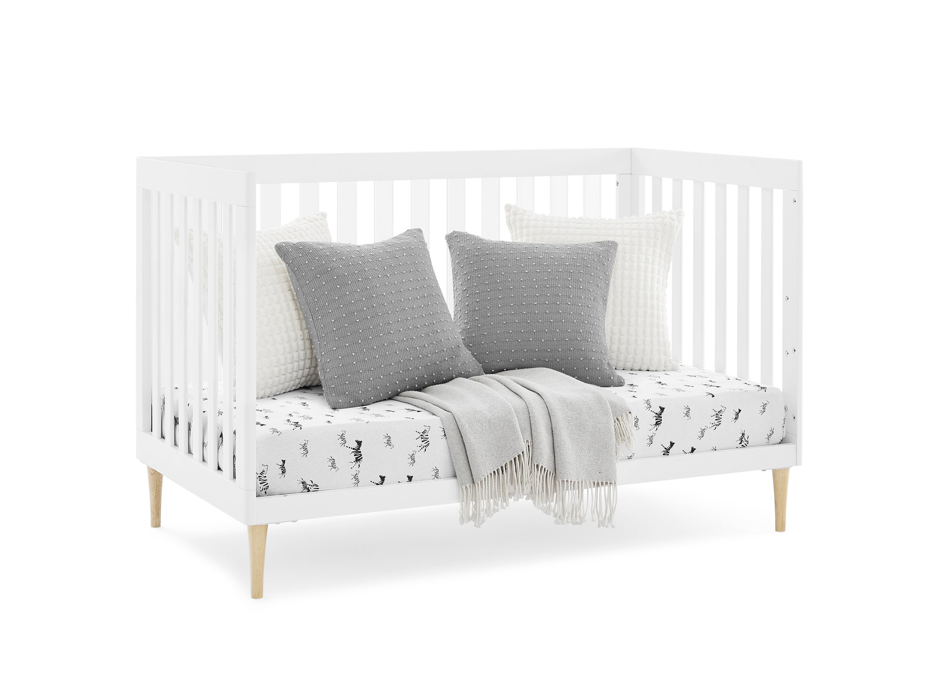 Austin Acrylic 4-in-1 Convertible Baby Crib - Toddler Bed, Daybed & Full-Size Bed | Modern Nursery Furniture for Boys & Girls | Perfect for Small Spaces & Growing Families
