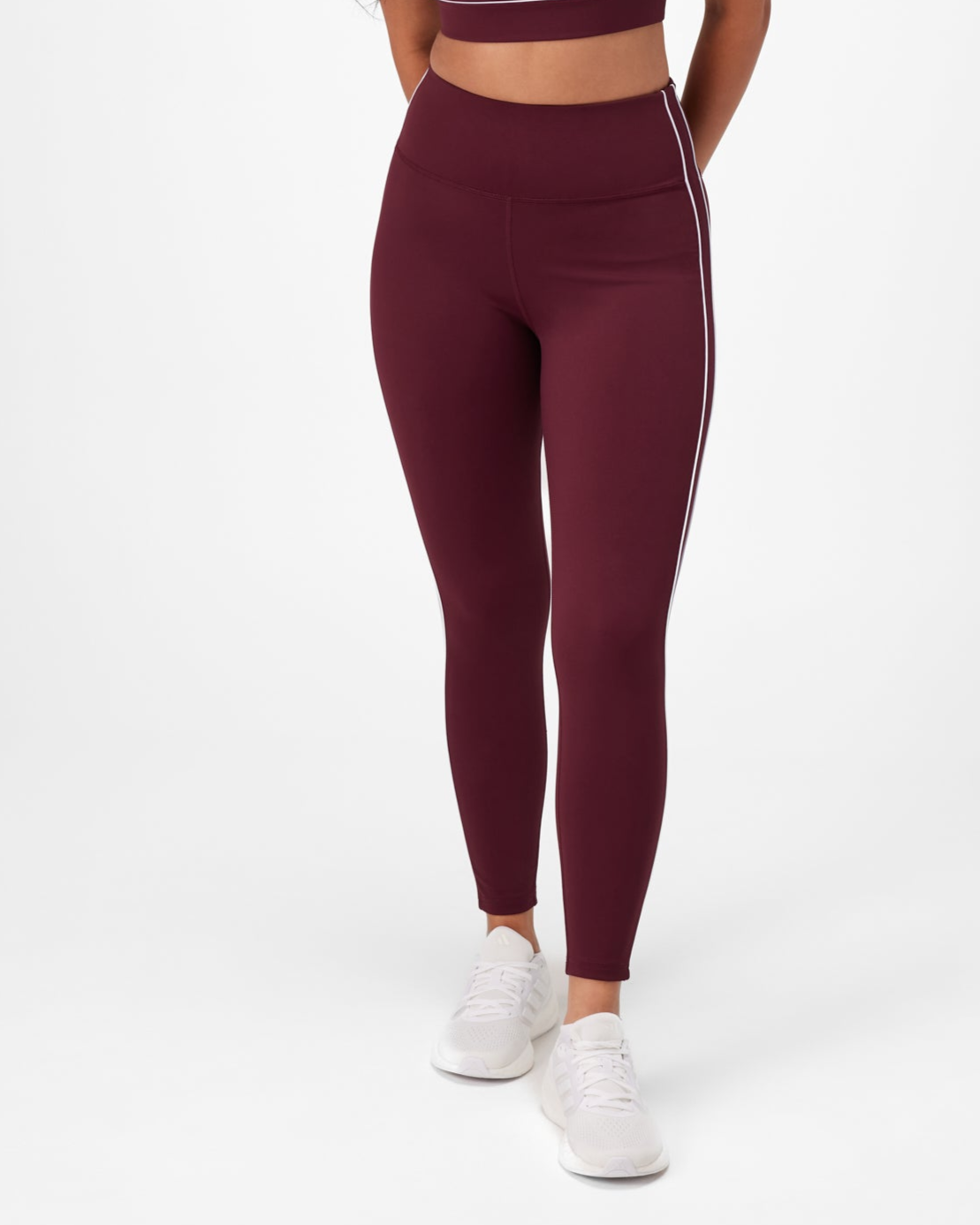 INSPORT Women's Swift Piping Full-Length Leggings - Burgundy Color for Running, Yoga & Workouts