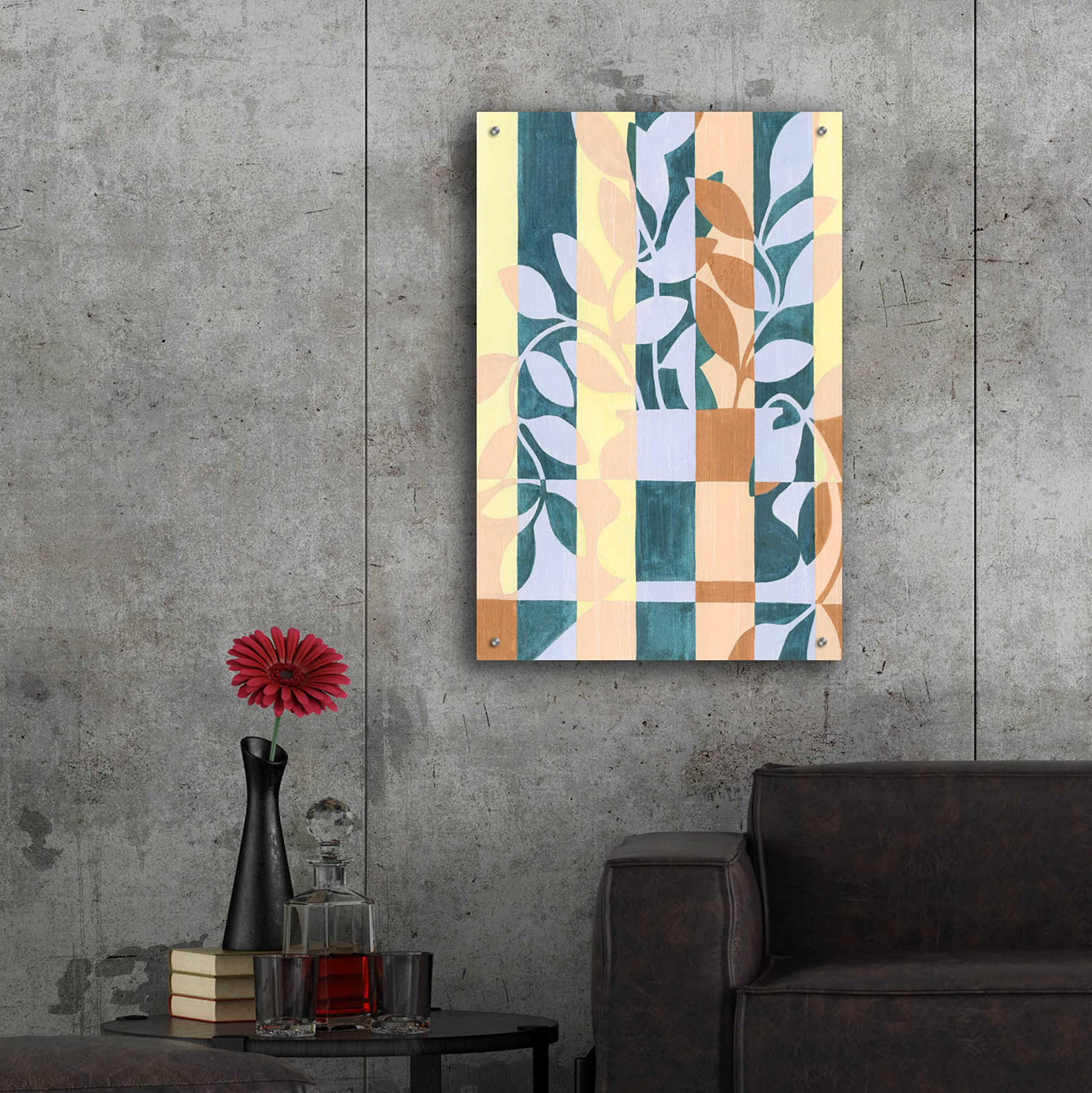 Grace Popp Checkered Cutting I Acrylic Glass Wall Art - 24x36 Inches Modern Abstract Painting for Living Room, Bedroom & Office Decor