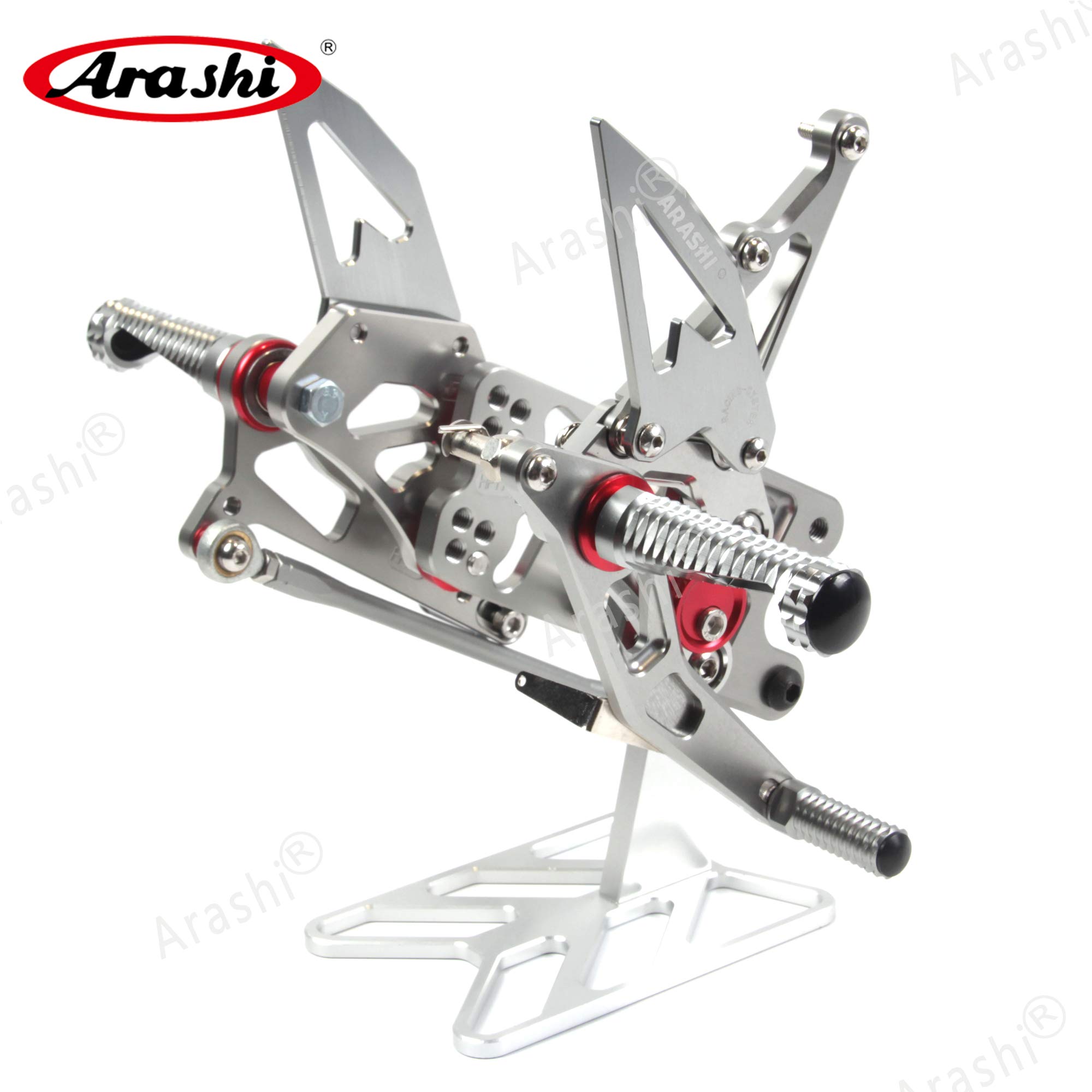 Arashi V2.0 Adjustable Rear Sets Foot Pegs for Suzuki GSXR 1000 2007-2008 | Motorcycle Racing Footrests | GSX-R1000 Accessories | Gray | Track & Street Performance Upgrade