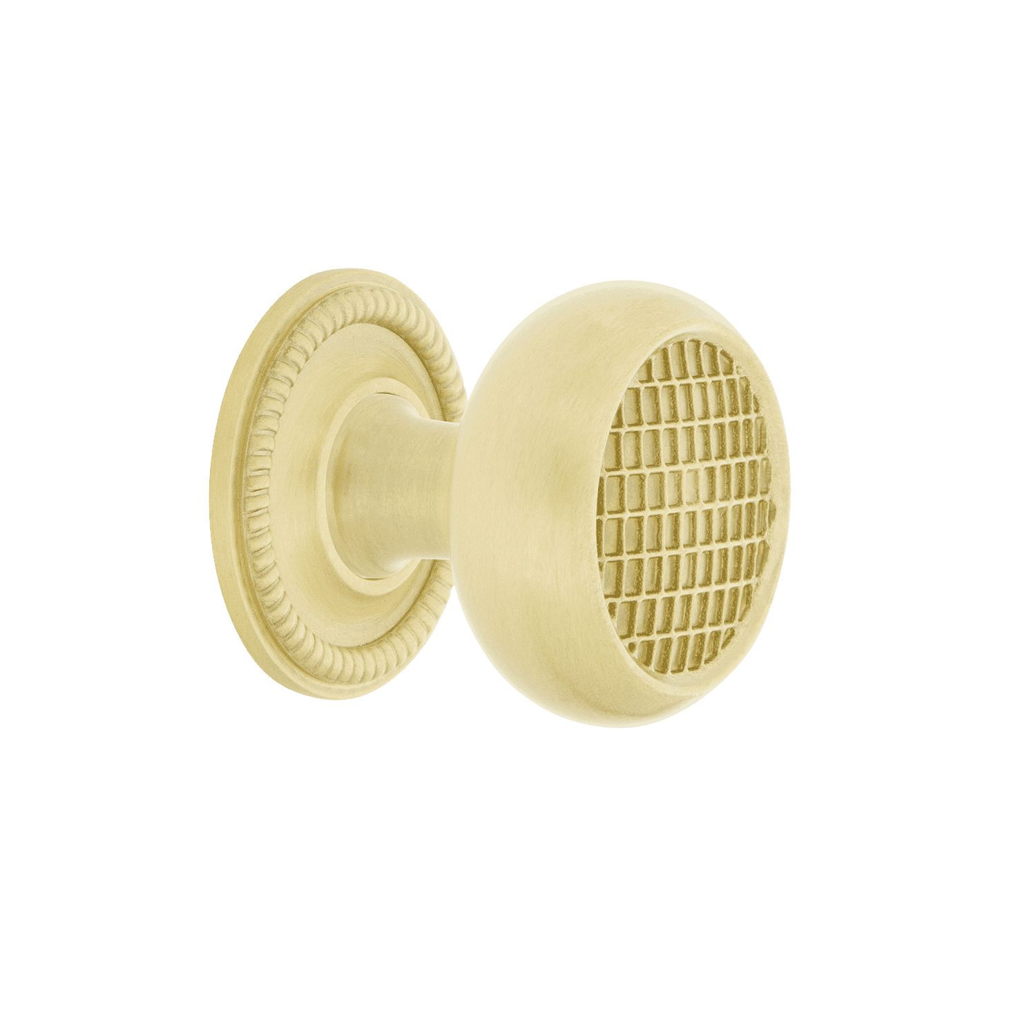 Craftsman Brass 1 3/8 Inch Cabinet Knob with Rope Rose Design in Satin Brass Finish - Perfect for Kitchen Cabinets, Dressers & Furniture Hardware Upgrade