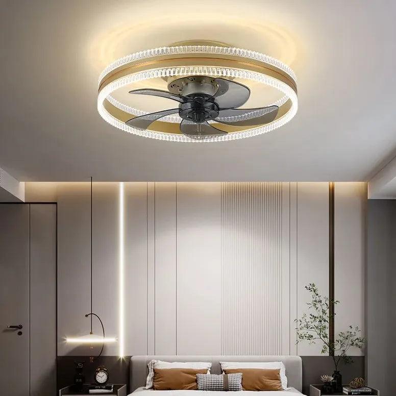 Modern Two Tone Ring Ceiling Fan with LED Light - Stylish Home Cooling & Lighting Solution for Living Room, Bedroom, or Patio