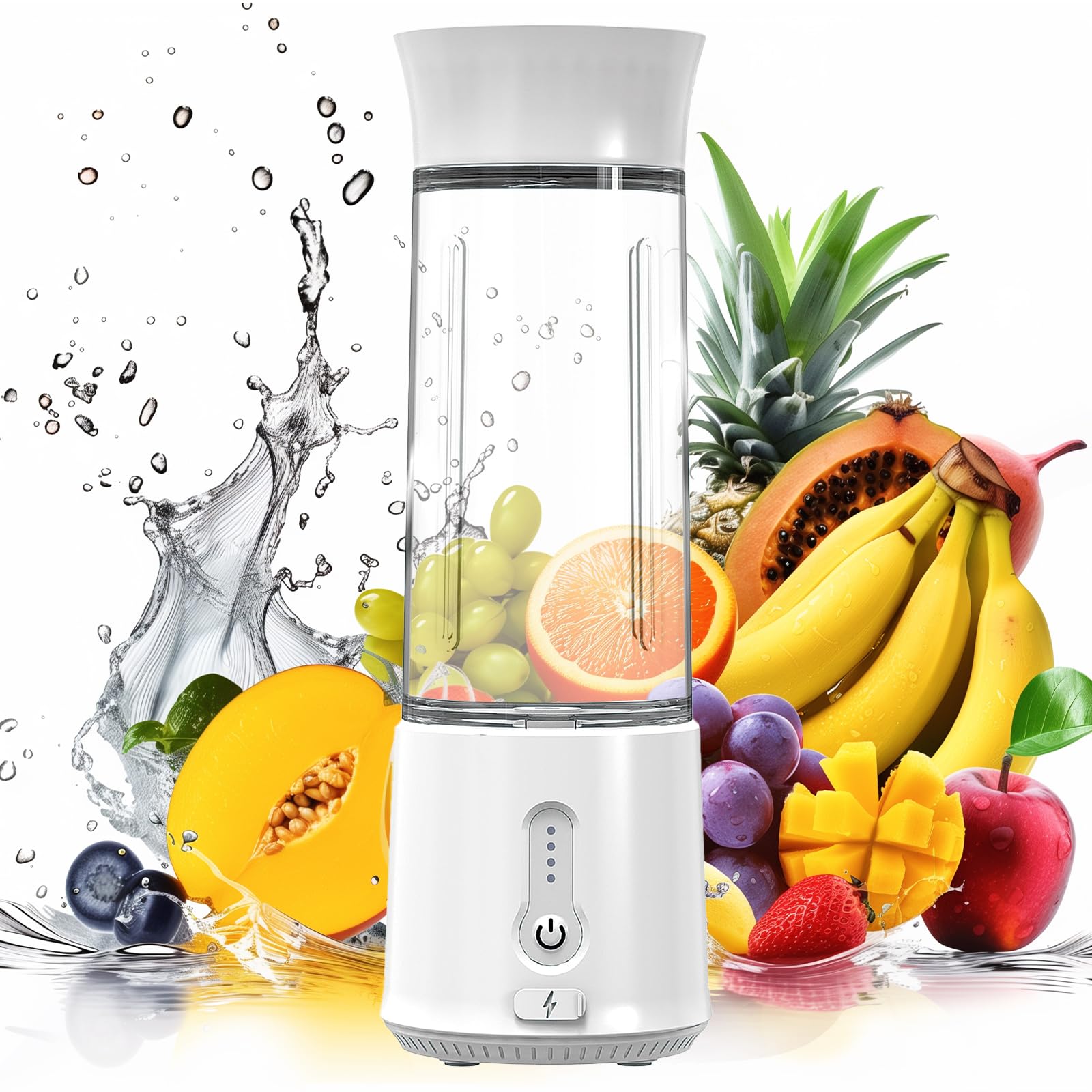 Portable Blender 16oz - Rechargeable Cordless Personal Blender for Smoothies, Shakes & Protein Drinks - Mini Travel Blender with Stainless Steel Blade - Perfect for Home, Office, Gym & Outdoor Adventures
