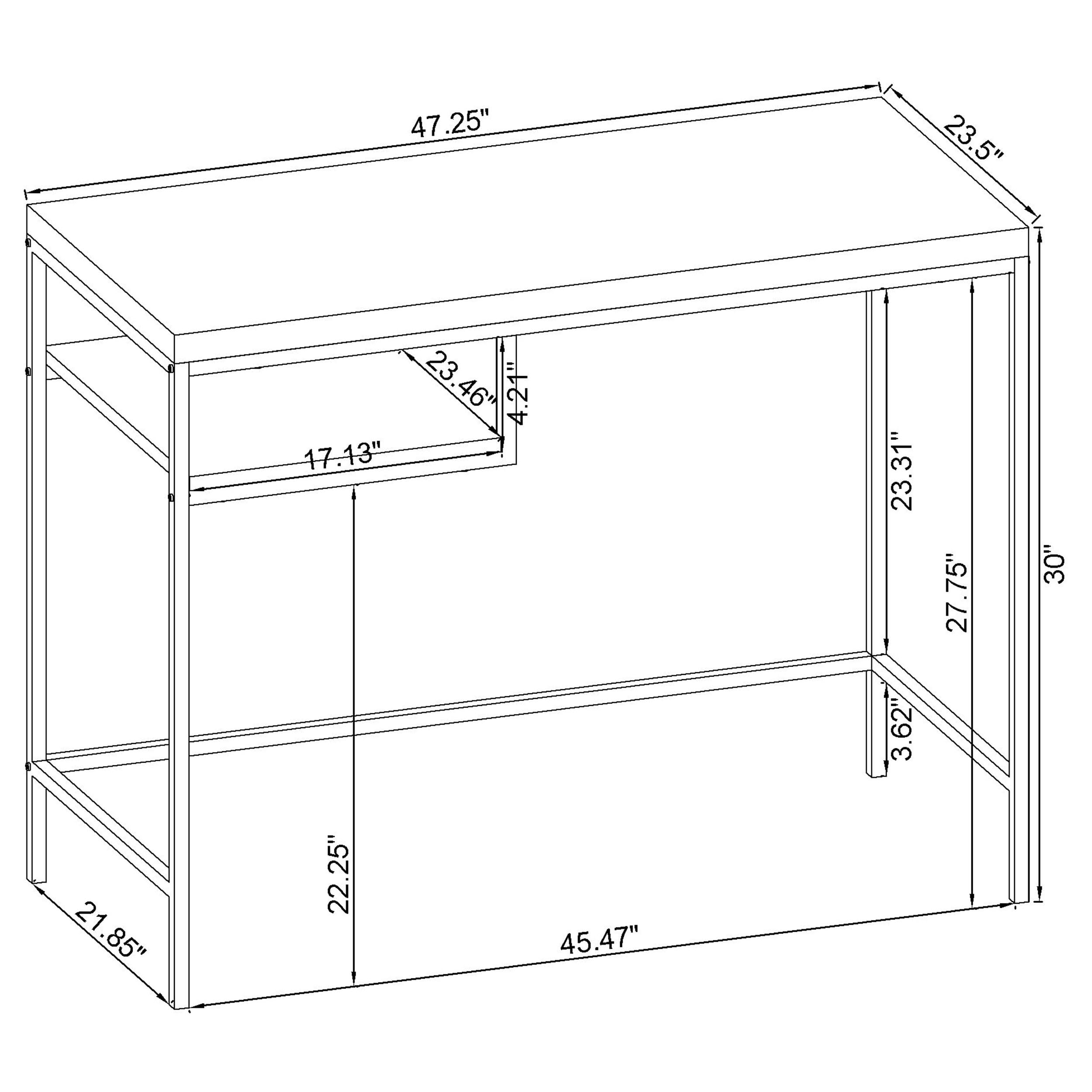Modern Weathered Grey Writing Desk with Shelf - 47