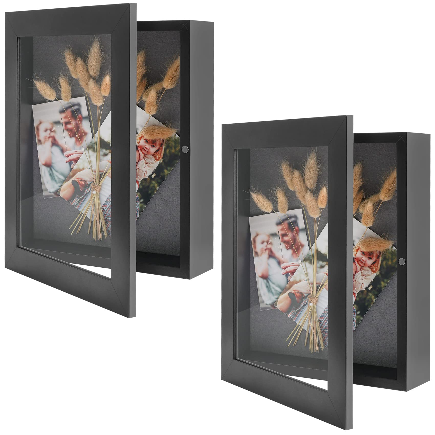 Golden State Art 8x10.5 Shadow Box Frame Display Case - 2 Inch Depth Black Picture Frame for Collages, Collections, Mementos (2 Pack) - Perfect for Home Decor, Office Display & Gift Giving