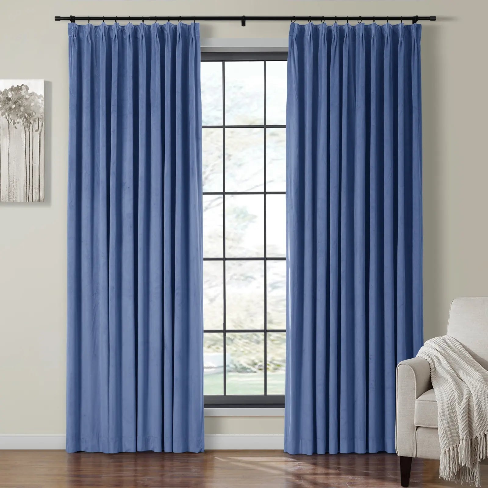Birkin Velvet Curtain Pleated - Luxurious Blackout Drapes for Living Room & Bedroom - Elegant Window Treatment for Home Decor