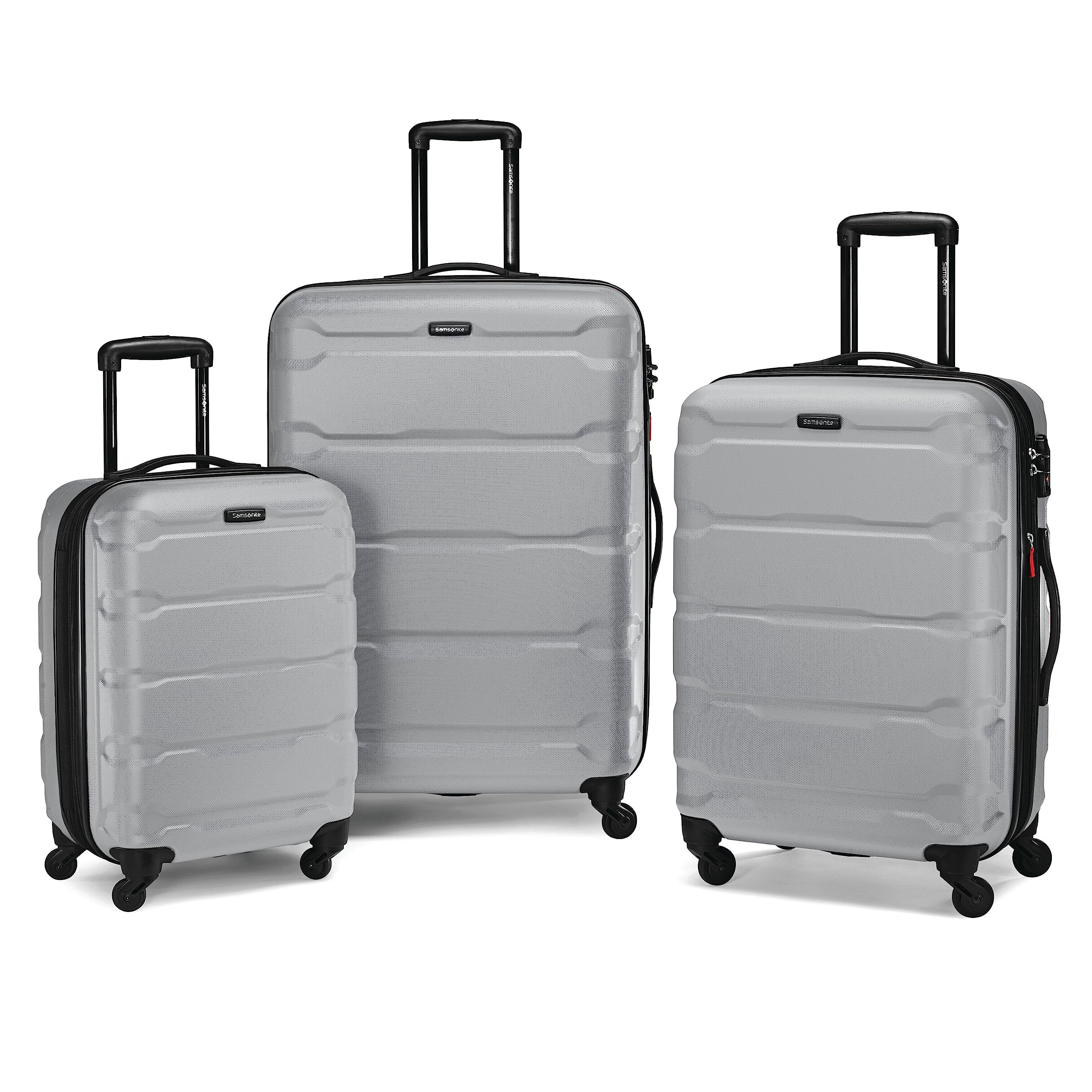Samsonite Omni PC Hardside Expandable Luggage Set with 360° Spinner Wheels, 3-Piece (20/24/28 Inch), Silver - Perfect for Business Travel, Family Vacations & International Trips