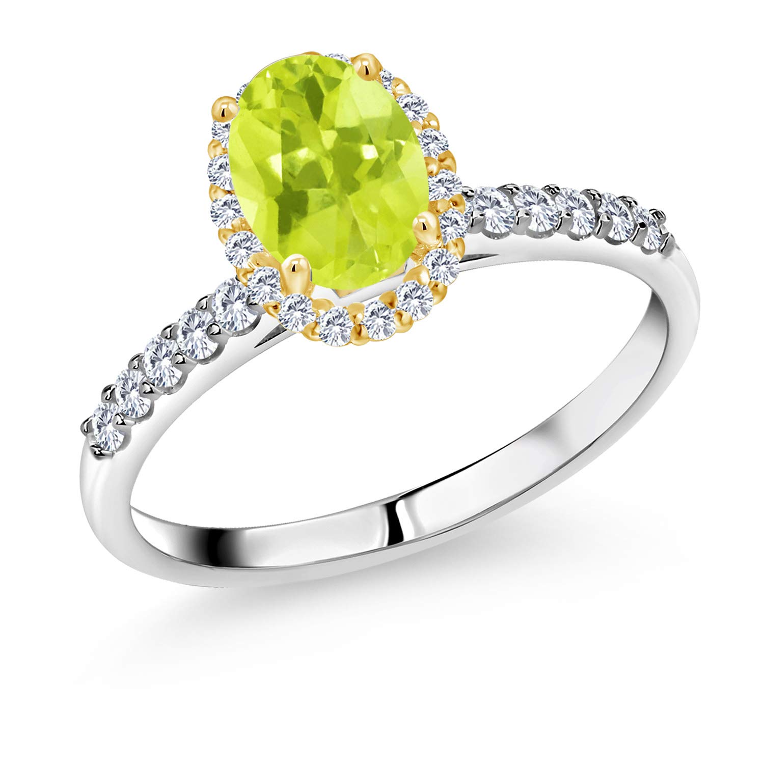 1.42Ct Lab-Grown Lemon Quartz & Diamond Ring in 925 Silver for Women