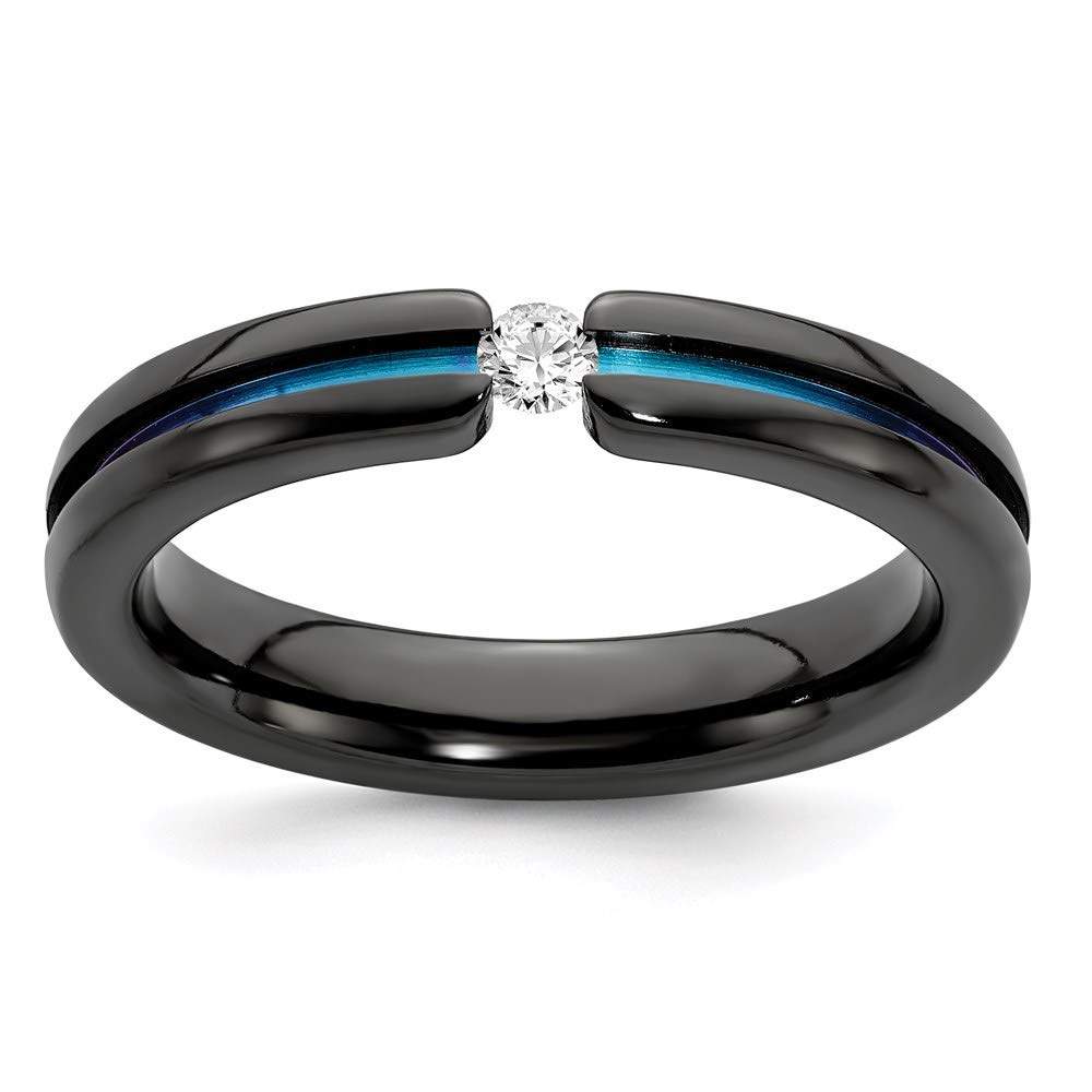 Black Titanium Blue & White Sapphire Rainbow Anodized 4mm Wedding Band Ring for Women – Elegant Bridal Engagement Jewelry, Perfect Gift for Her – Ideal for Proposals, Anniversaries & Special Occasions