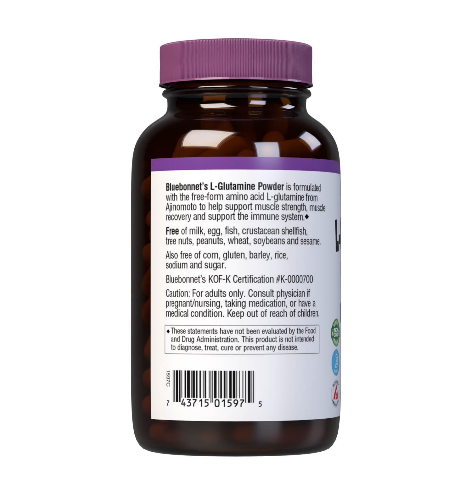 Bluebonnet Nutrition L-Glutamine Powder 8oz - Pure Amino Acid Supplement for Muscle Recovery, Gut Health & Immune Support - Ideal for Athletes, Fitness Enthusiasts & Digestive Wellness