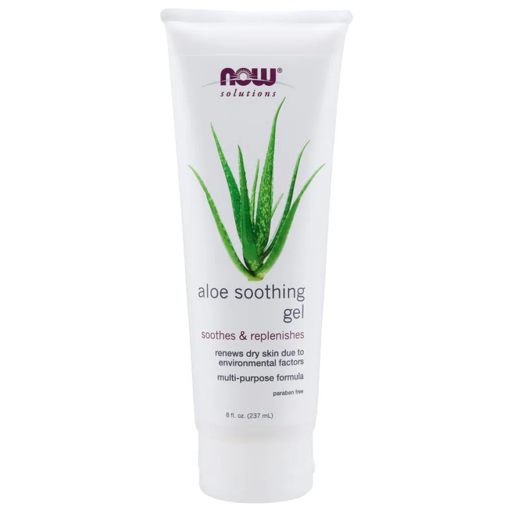 NOW Solutions Aloe Vera Soothing Gel - 100% Pure, Hydrating & Cooling for Sunburn Relief, After Sun Care, Dry Skin & Hair - 8 oz