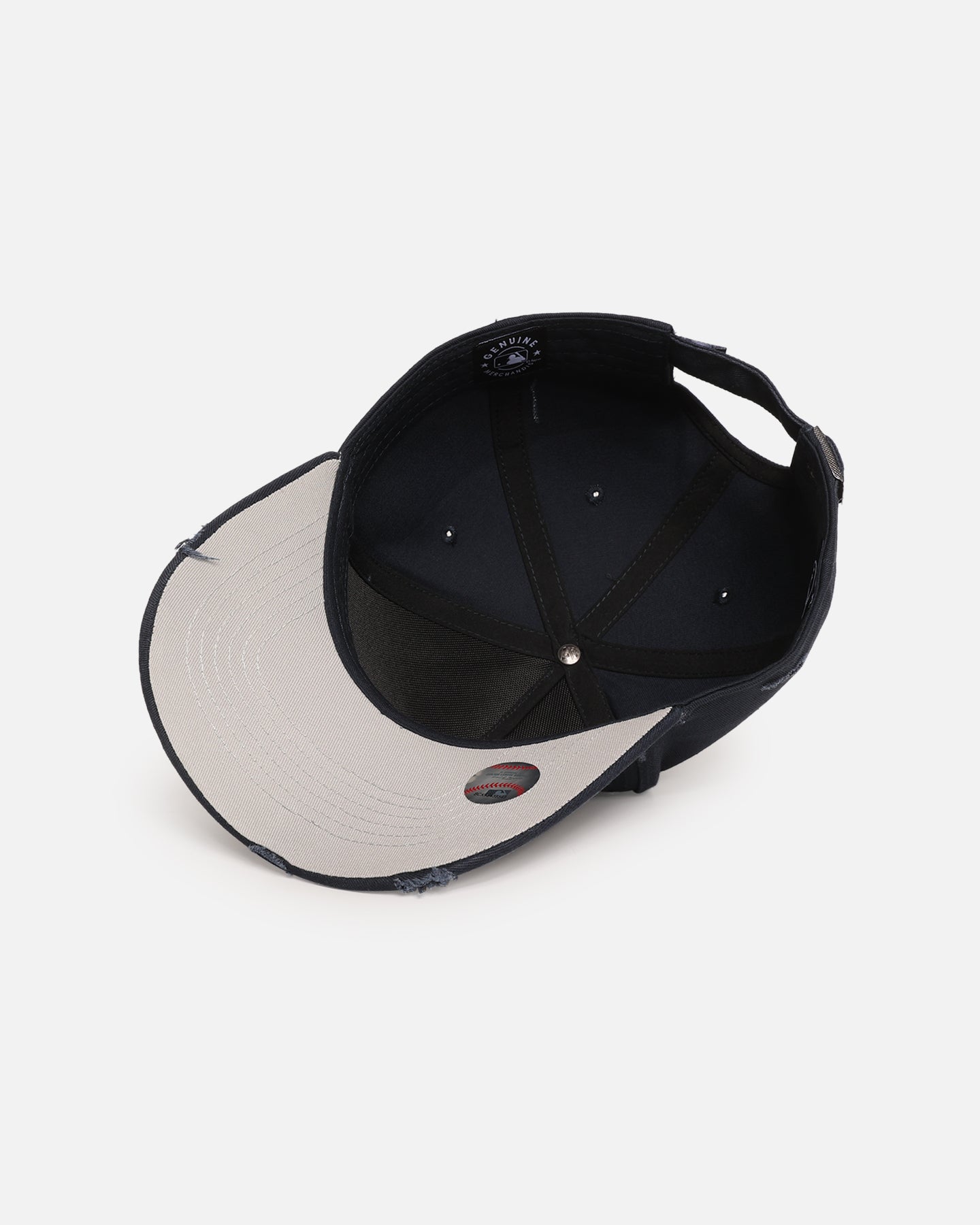 47 Brand Atlanta Braves 'Destruct Gothic Visor' Adjustable Strapback Hat - Natural/Navy Baseball Cap for Men & Women - Perfect for Games, Outdoor Sports & Casual Wear