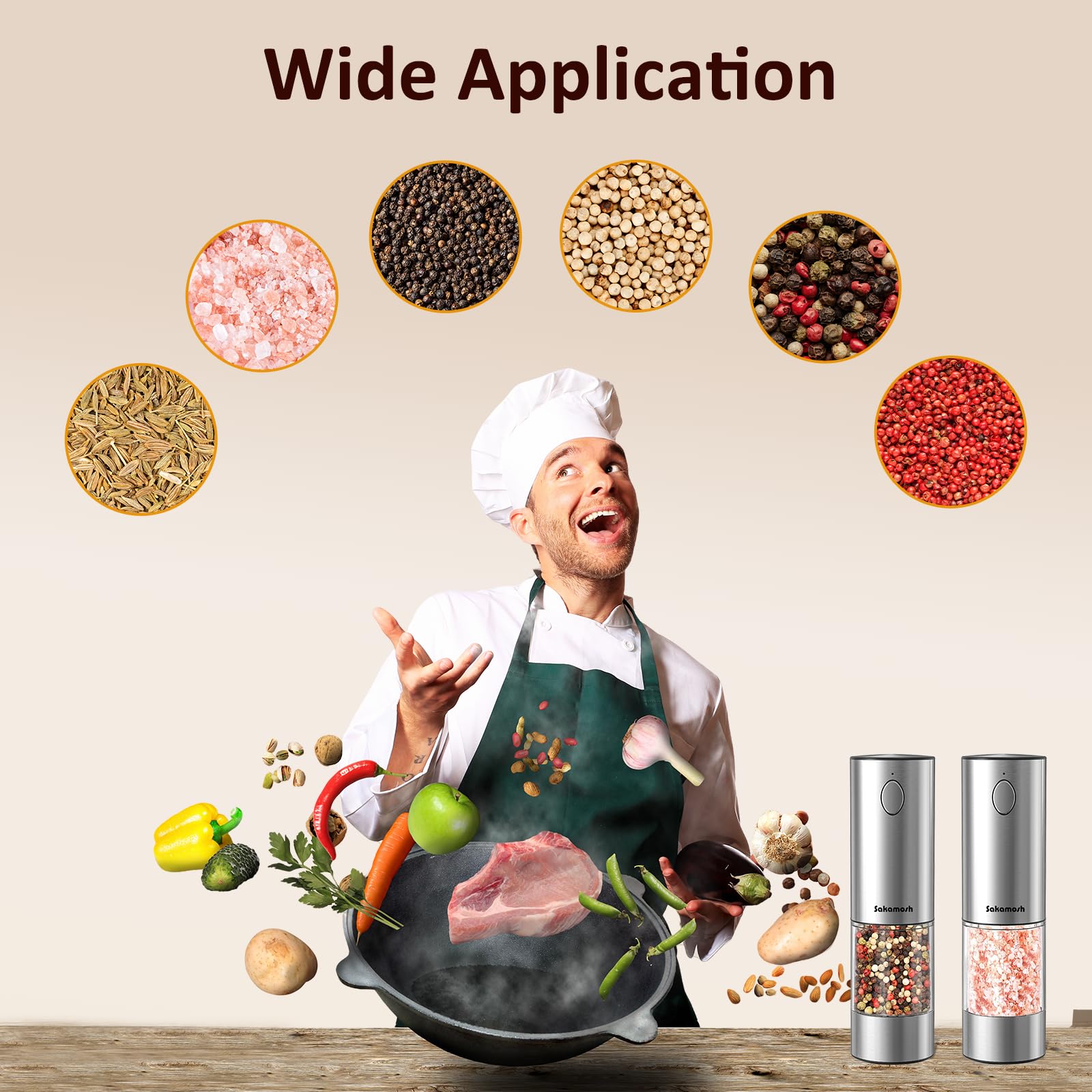 Premium Rechargeable Electric Salt and Pepper Grinder Set - Adjustable Coarseness with LED Light, Stainless Steel Refillable Spice Mill (2 Pack) - Perfect for Kitchen, Dining Table, Camping & Gifts