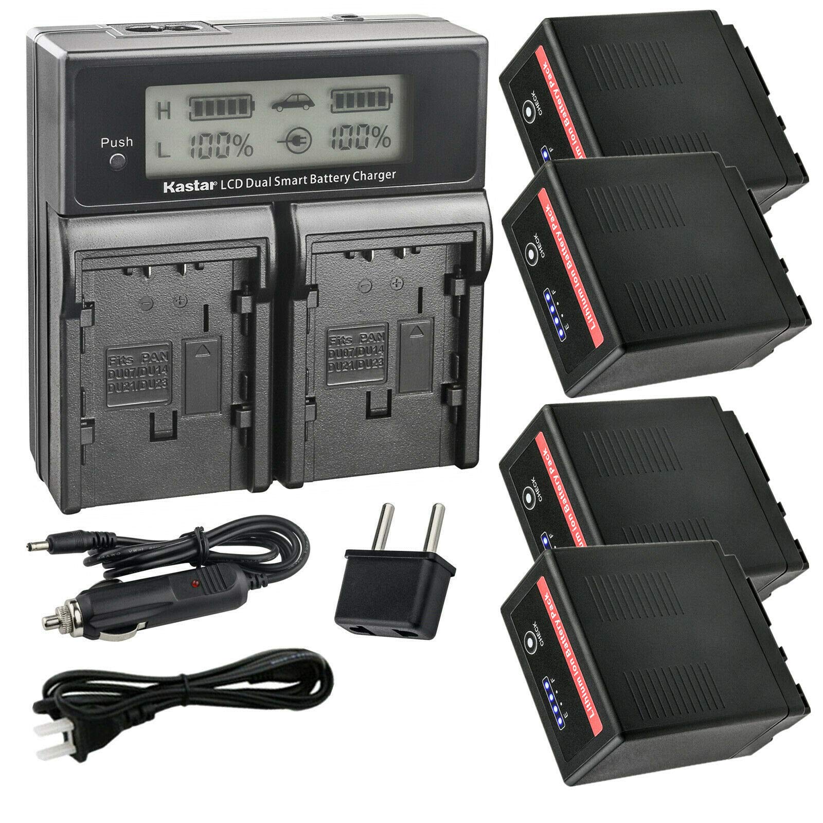 Kastar 4-Pack VW-VBG6 Pro Battery and LCD Dual Fast Charger for Panasonic Cameras - Compatible with HDC-SDT750, HDC-SX5, HDC-TM10 & More - Perfect for Travel, Vlogging, and Professional Video Recording