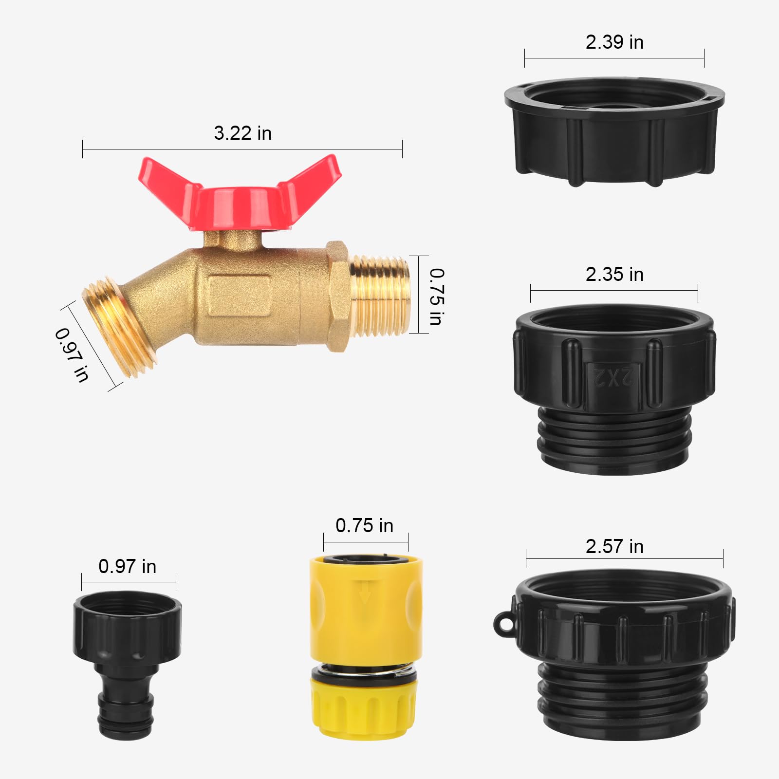 275-330 Gallon IBC Tote Tank Adapter Kit - 3 Size Options (2.44