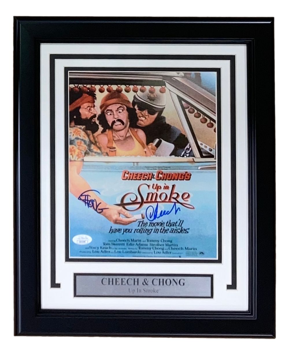 Cheech & Chong Autographed Framed 8x10 Photo - Up In Smoke Movie Memorabilia - JSA Certified Collectible - Perfect for Fan Cave Decor, Movie Room Display & Cannabis Culture Enthusiasts