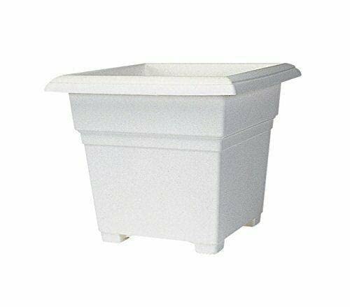 14 Inch White CarteRE Flower Pot with Stand - Modern Garden Planter for Indoor & Outdoor Plants, Perfect for Home Decor, Patio, Balcony, and Office Spaces