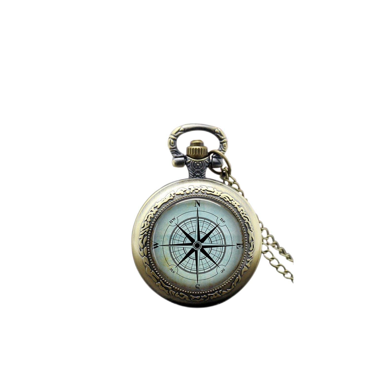 Laco 1925 Glowlala Nautical Compass Watch Necklace - Vintage Compass Rose Pendant with Wind Rose Design, Waterproof & Glow in Dark - Perfect for Sailing, Hiking, Travel & Outdoor Adventure Jewelry Gift