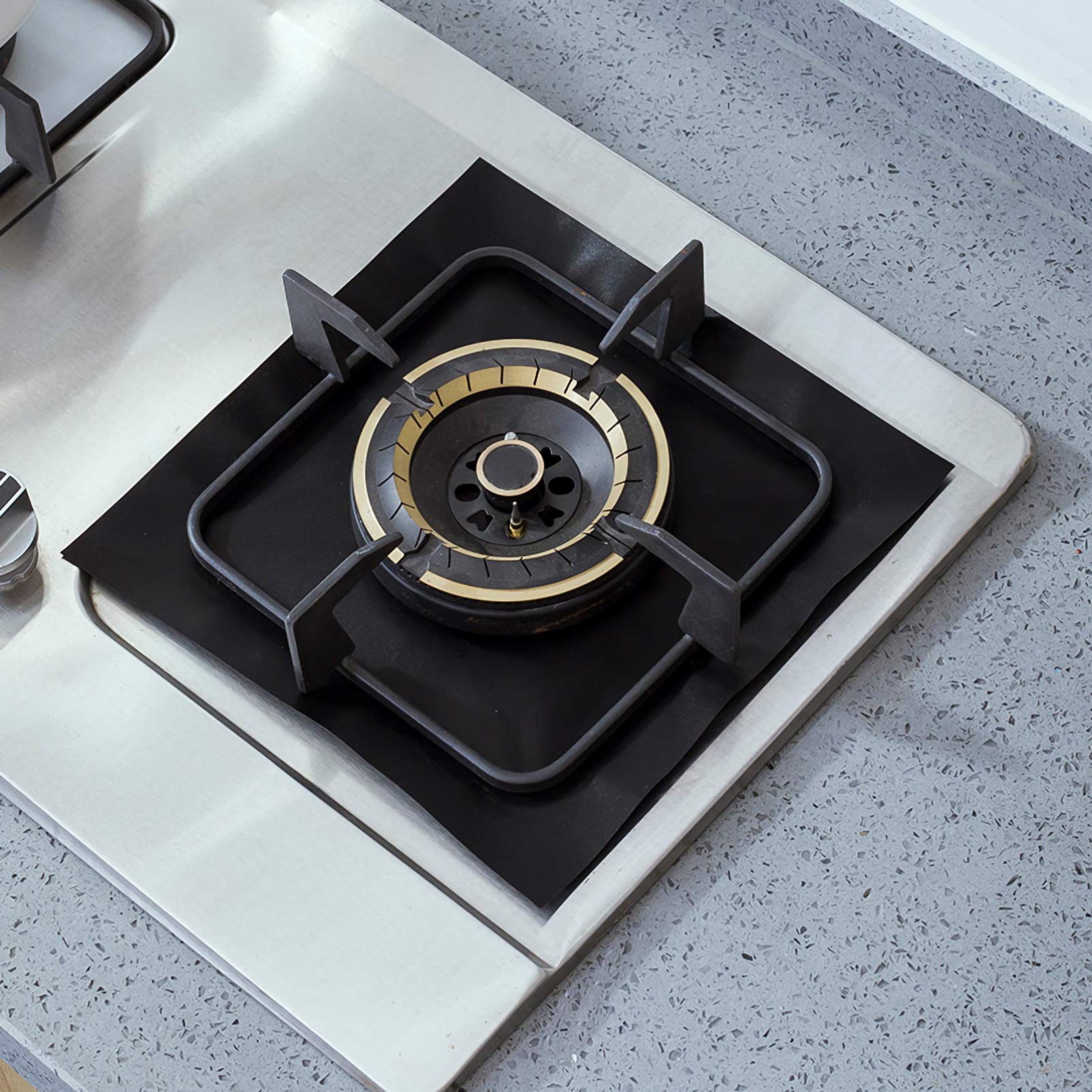 Hemoton 4-Piece Gas Range Cover Set - Reusable Stove Top Protector, Non-Stick Hob Liner for Gas Stoves (Black) - Perfect for Kitchen Safety & Easy Cleaning During Cooking