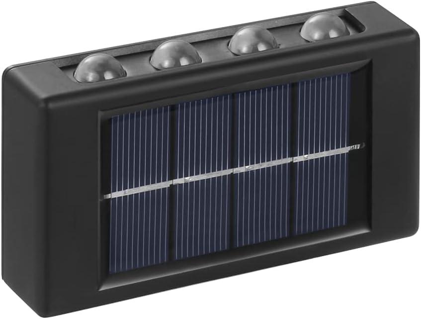 Solar Powered Outdoor Fence Lights - Waterproof Wall Sconce Up Down Lighting with Dusk to Dawn Sensor (6 Pack Warm White) - Perfect for Deck, Yard, Pathway, Porch, Stair, Garage & Landscape Lighting
