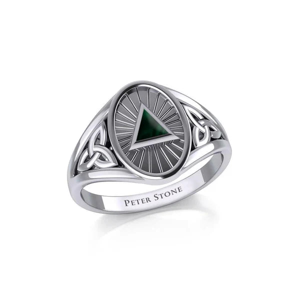 Celtic Trinity Knot Sterling Silver AA Recovery Ring with Inlaid Symbol - Meaningful Jewelry for Sobriety & Spiritual Protection - Perfect for 12-Step Programs, Addiction Recovery Gifts, and Irish Heritage Celebrations