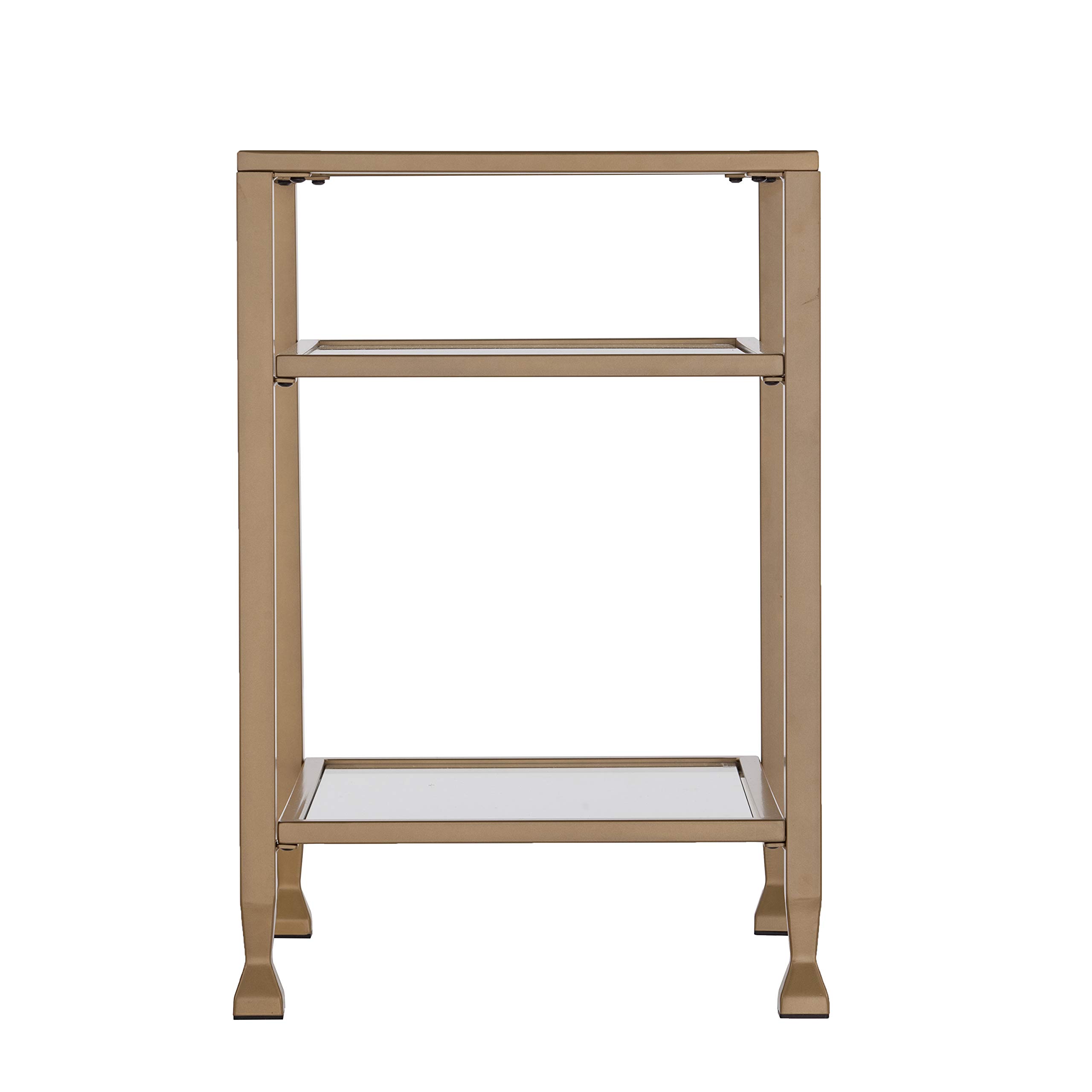 SEI Furniture Jaymes Metal & Glass 3-Tier End Table - Soft Gold Finish, Modern Side Table for Living Room, Bedroom & Office Decor