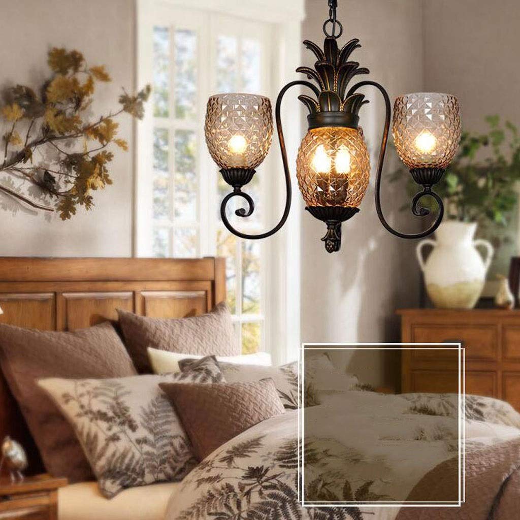 Pineapple Wall Lamp - American Style Wrought Iron Chandelier for Living Room, Dining Room & Bedroom - Country Retro Pastoral Decor (3/5/8/9 Lights) - Perfect for Farmhouse, Cottage & Vintage Home Decor