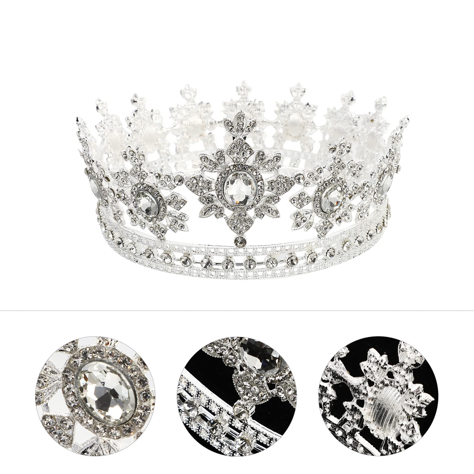 Minkissy Round Bridal Tiara Headband - Rhinestone Wedding Hair Accessories for Brides, Bridesmaids & Wigs | Elegant Princess Crown for Women, Queen Headdress | Perfect for Weddings, Prom, Pageants & Special Occasions